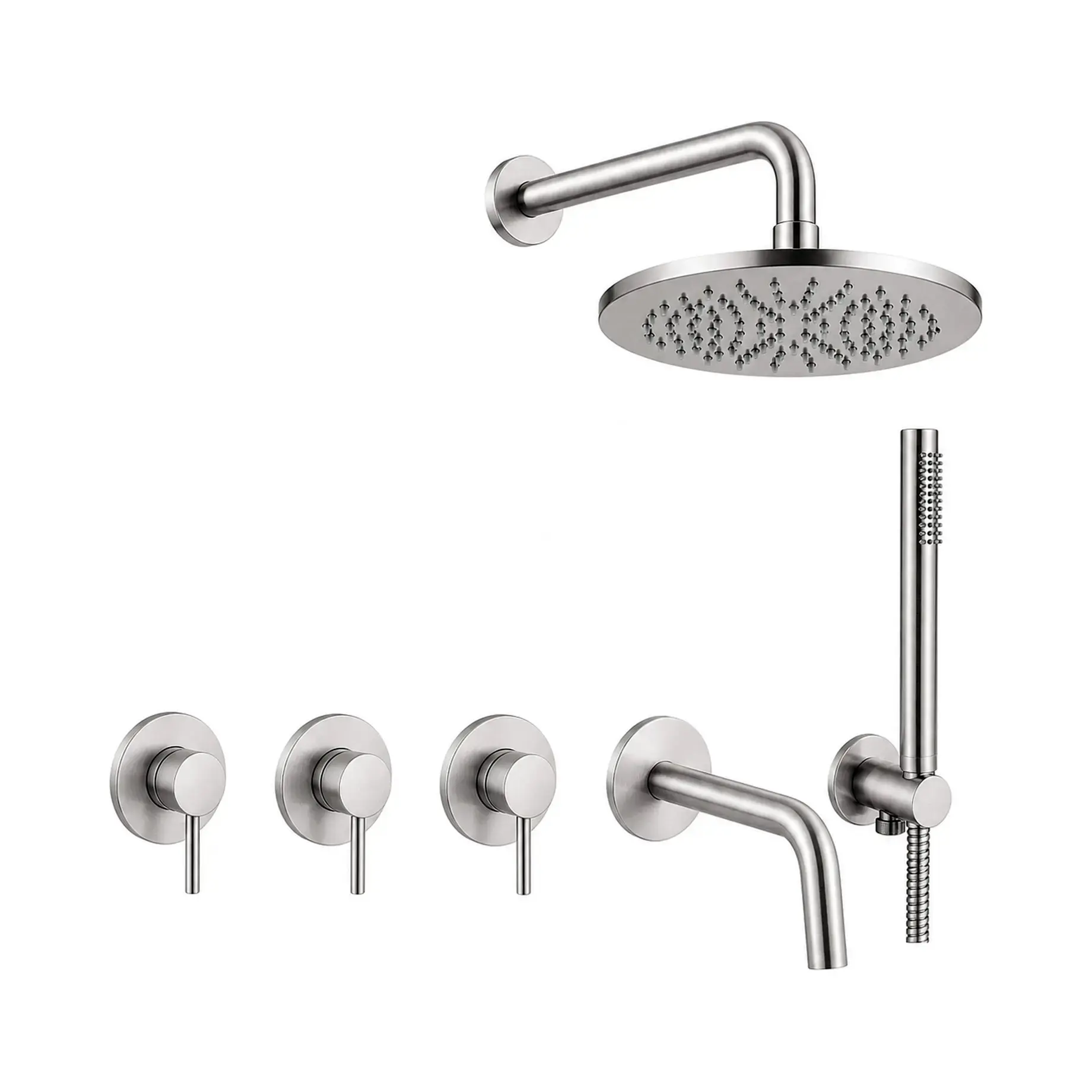 Комплект душової системи Shower з виливом Paffoni KITLIG011ST/225 Steel looking — вид на білому тлі