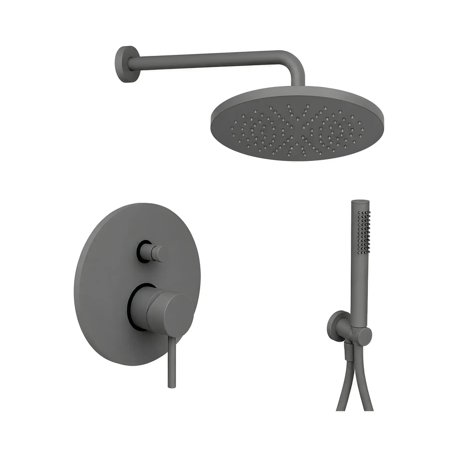 Комплект душової системи Shower Paffoni KITLIG015MG300 Mercury Grey — вид на білому тлі