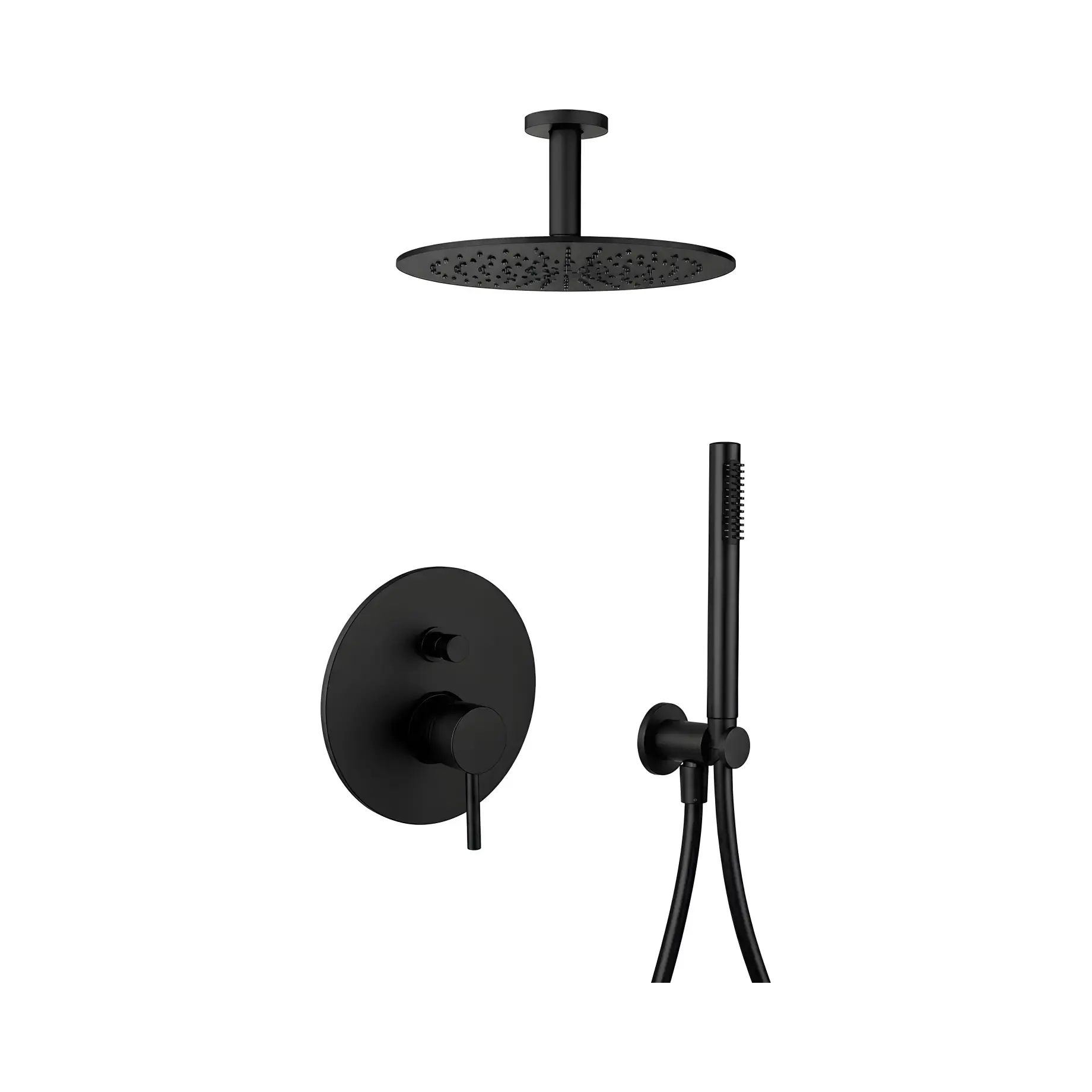 Душова система прихованого монтажу Shower Paffoni KITLIG015NO120 Matt Black — вид на білому тлі