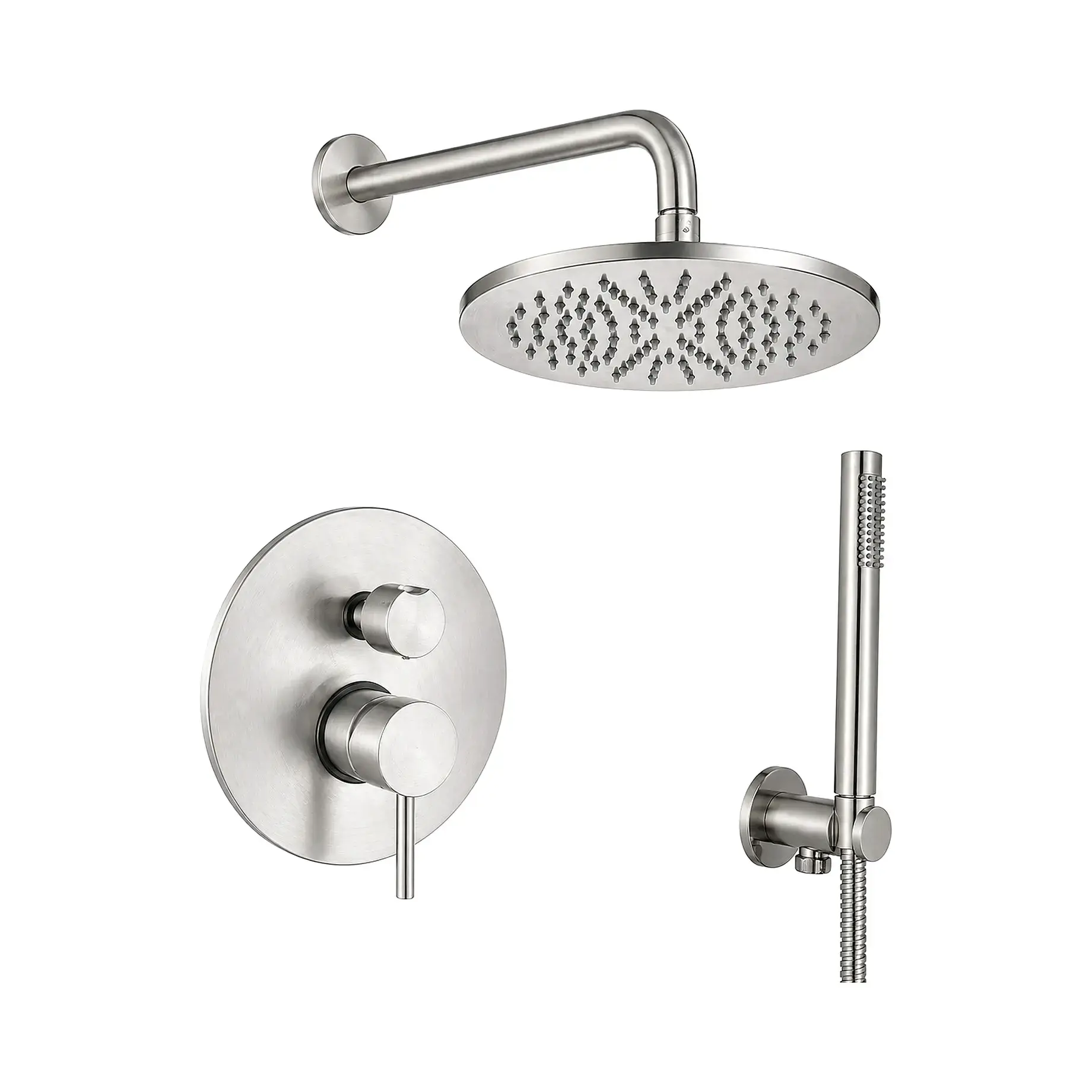 Душова система прихованого монтажу Shower Paffoni KITLIG018ST Steel looking — вид на білому тлі