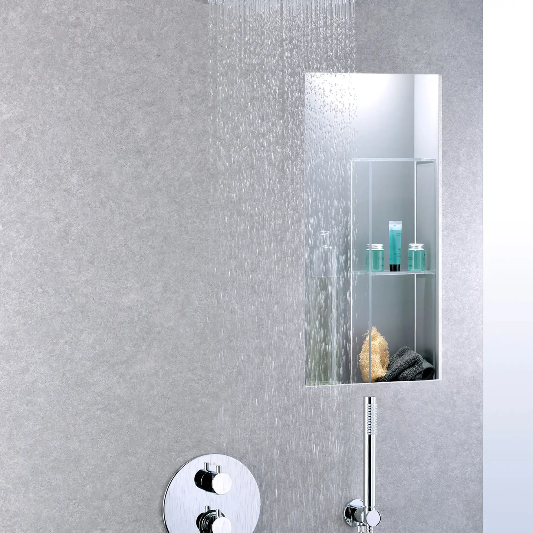 Душова система прихованого монтажу з термостатом Shower Paffoni KITLIQ018CR300 — бічний ракурс