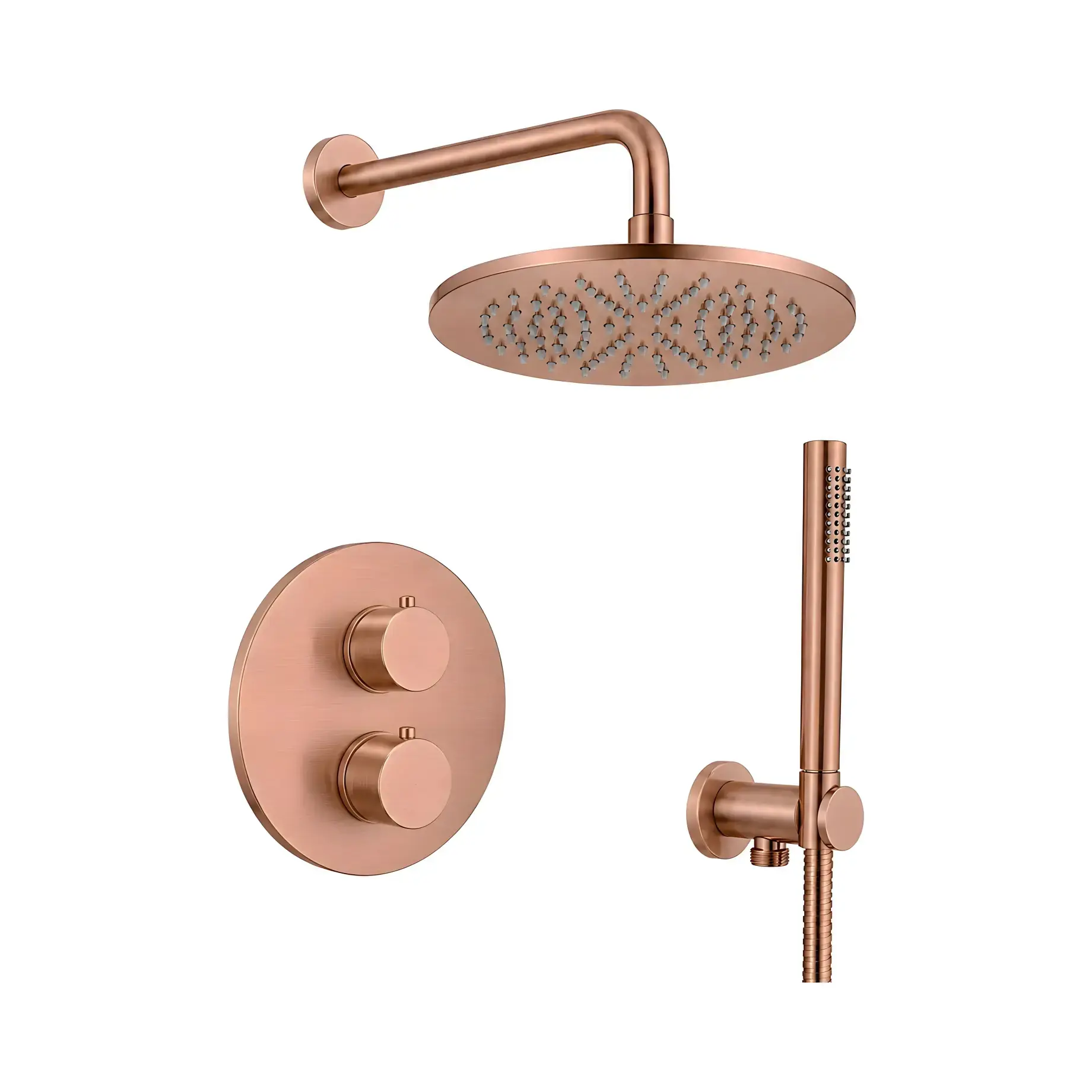 Комплект душової системи Shower Paffoni KITLIQ018RASP Brushed Copper PVD Ø22.5 см — вид на білому тлі