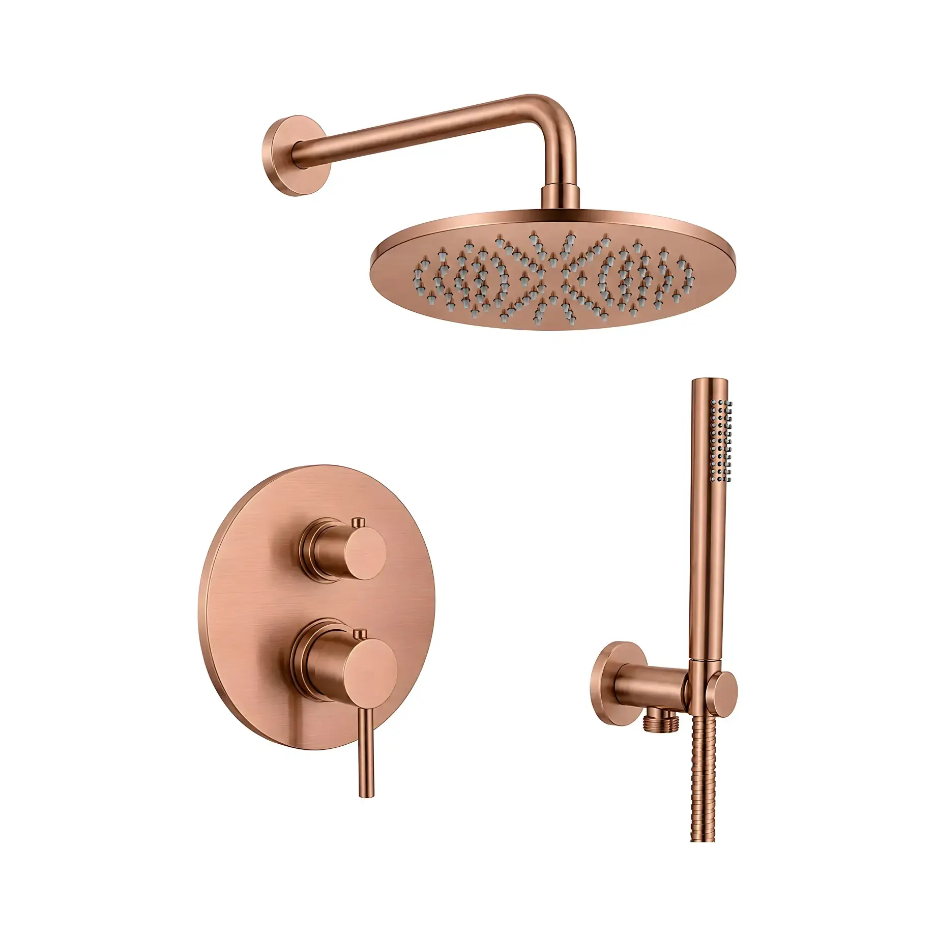 Душова система прихованого монтажу з термостатом Shower Paffoni KITLIQ018RASP Brushed Copper PVD — вид на білому тлі