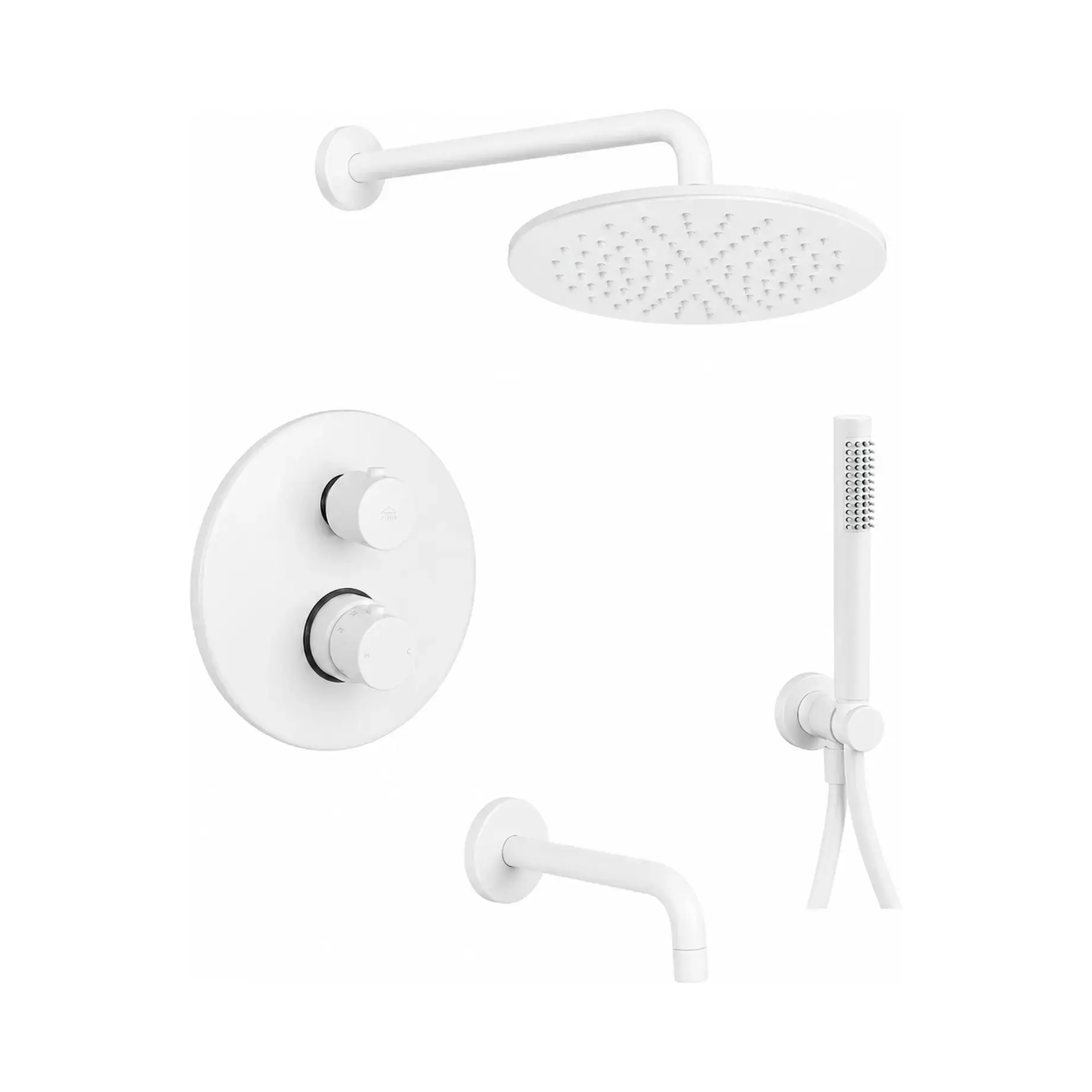 Термостатична душова система з виливом Shower Paffoni KITLIQ019BO300 White Matt — вид на білому тлі