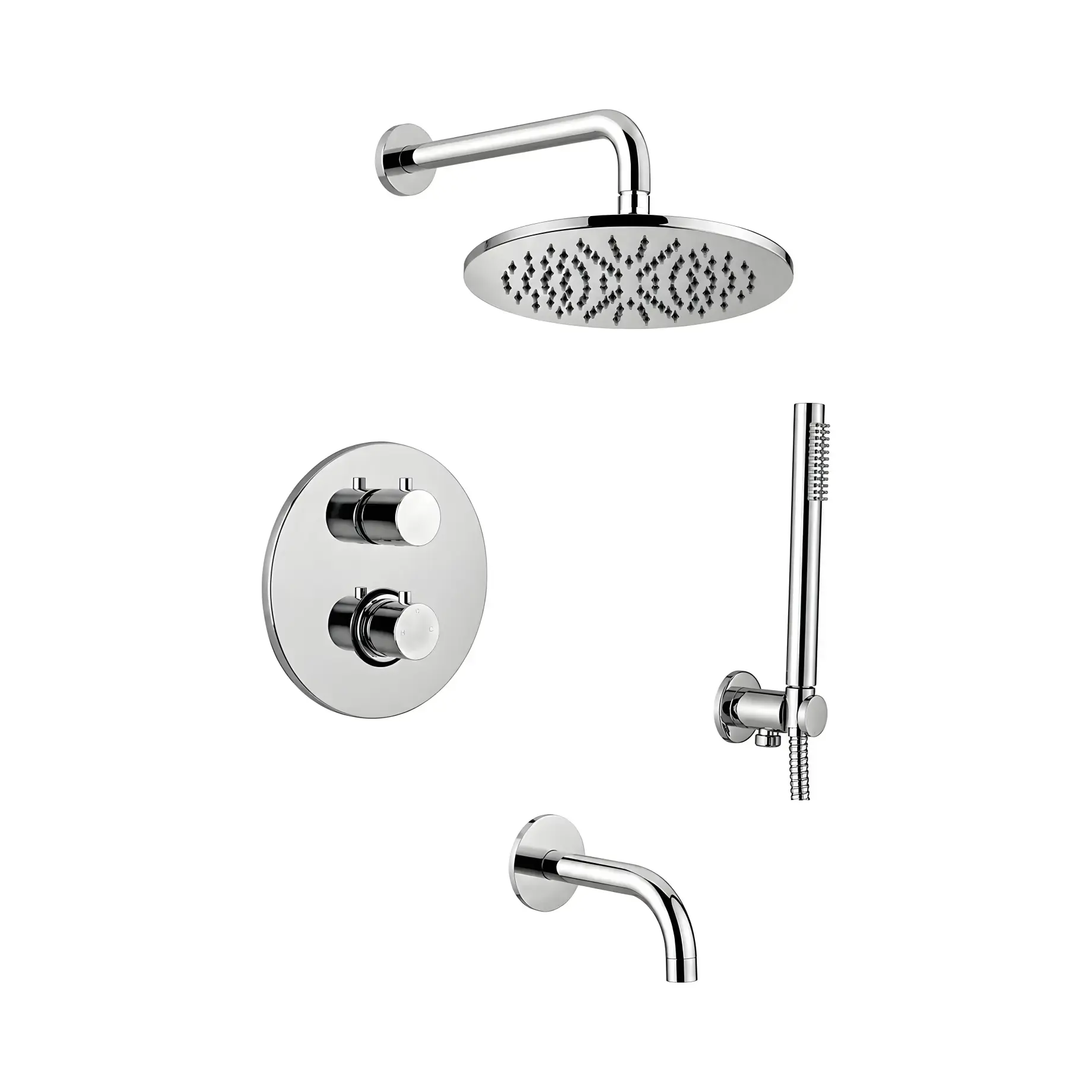 Термостатична душова система з виливом Shower Paffoni KITLIQ019CR225 Chrome — вид на білому тлі