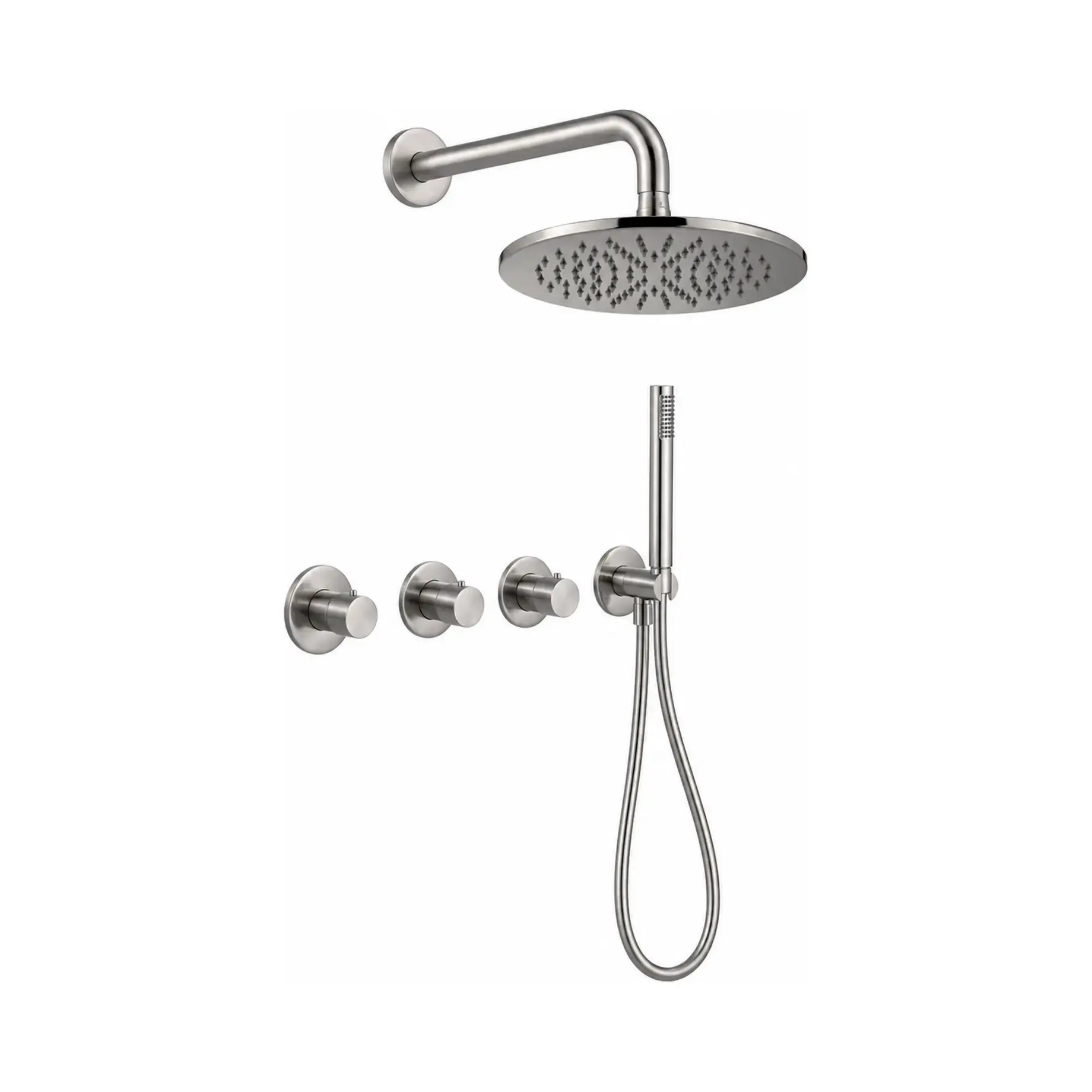 Комплект душевой системы с термостатом Shower Paffoni KITMDE000ST300 Под сталь — вид на белом фоне