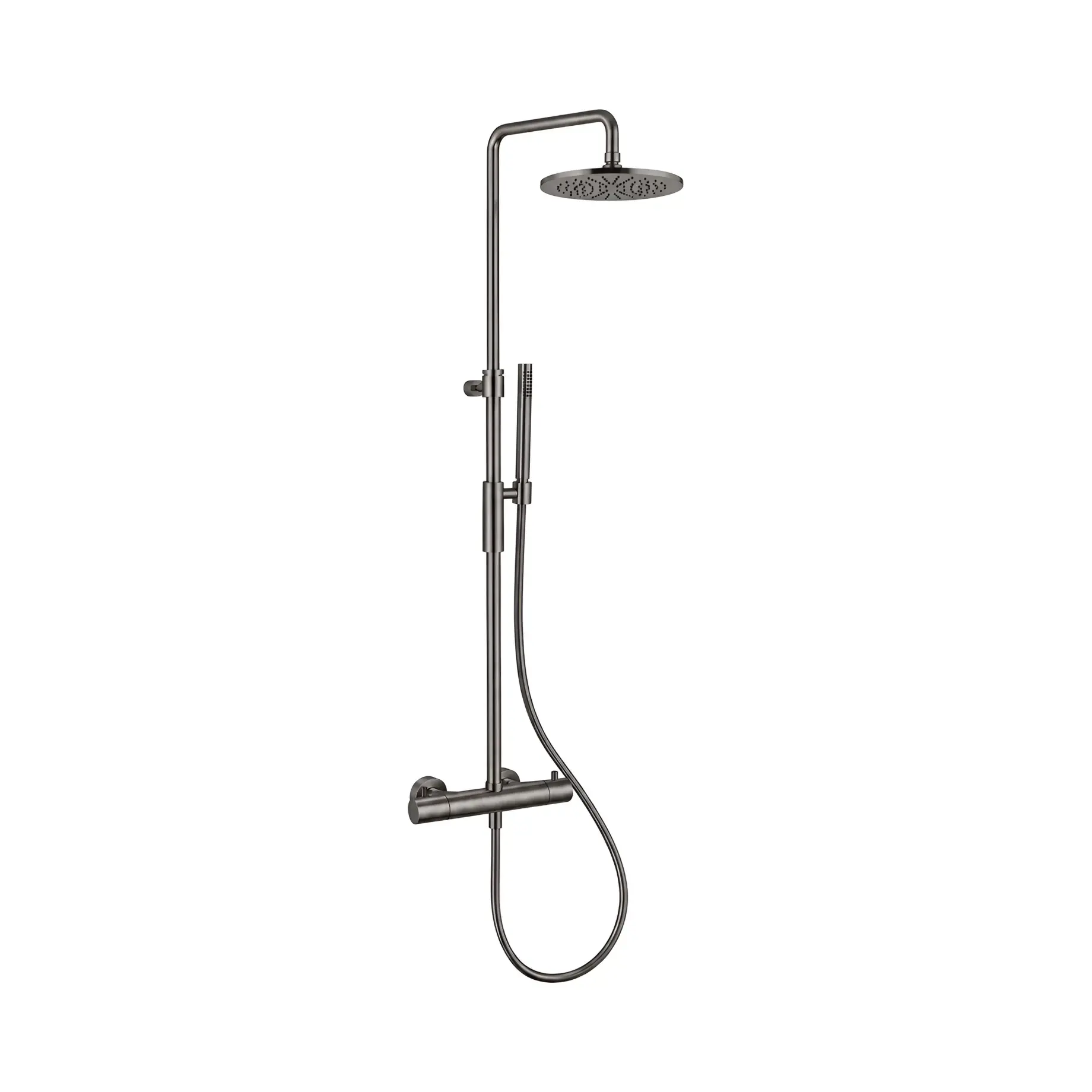 Душова система з термостатом Birillo Paffoni ZCOL646KLIQNKNSP Brushed Black Chrome — вид на білому тлі
