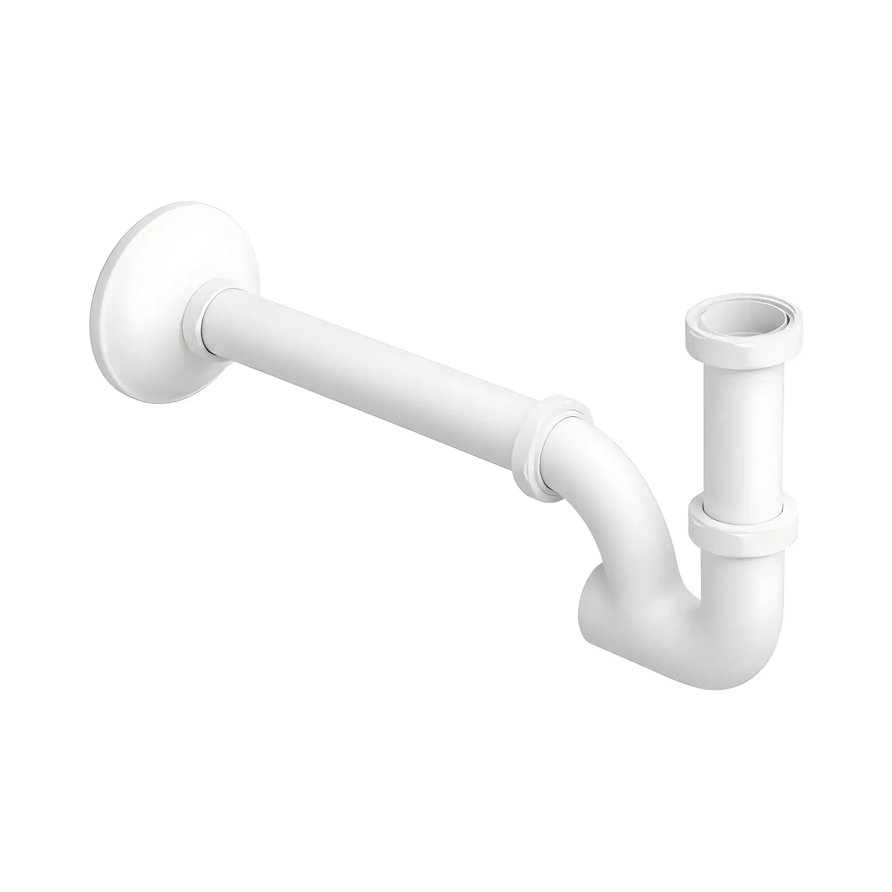Сифон для раковини та біде зі з'єднанням 1”1 та 4G Paffoni ZACC063BL Matte White — вид на білому тлі