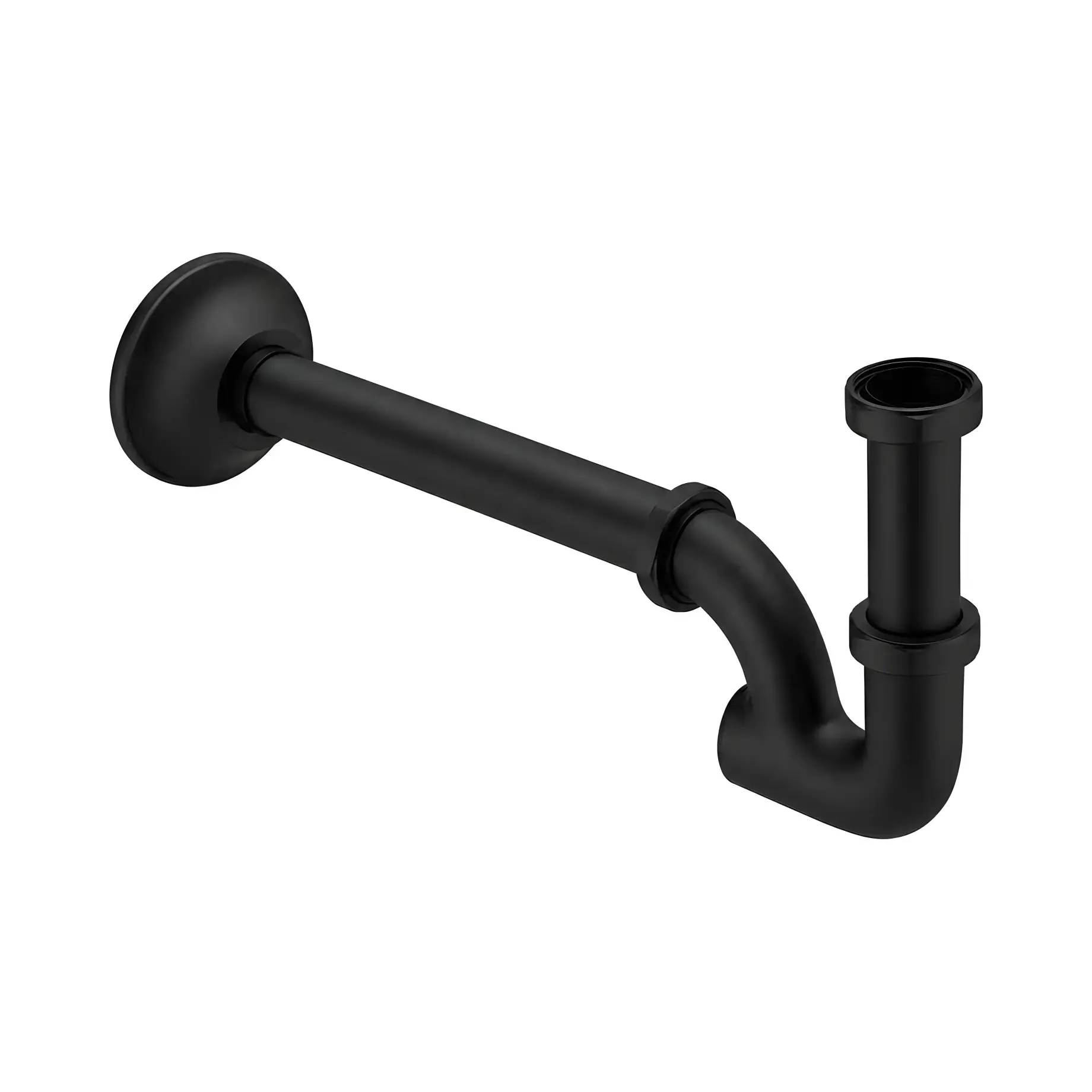 Сифон для раковини та біде зі з'єднанням 1”1 та 4G Paffoni ZACC063NL Matte Black — вид на білому тлі