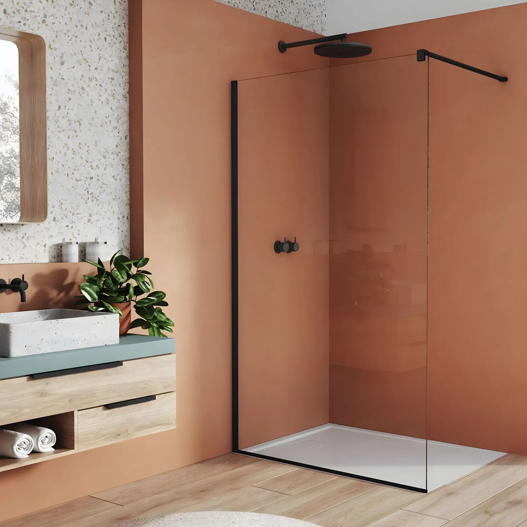 Душевая стенка Walk-in Easy BlackLine Ronal STR4P1200607 — вид спереди