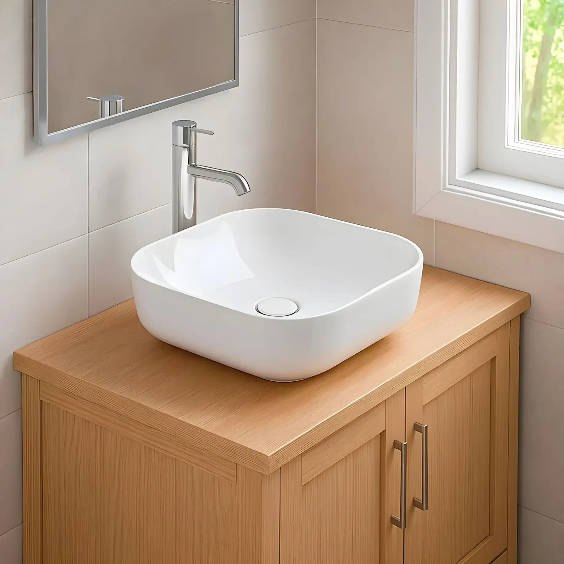 Умивальник Pool 1 SDR Ceramiche LVP1 Glossy White — вид спереду