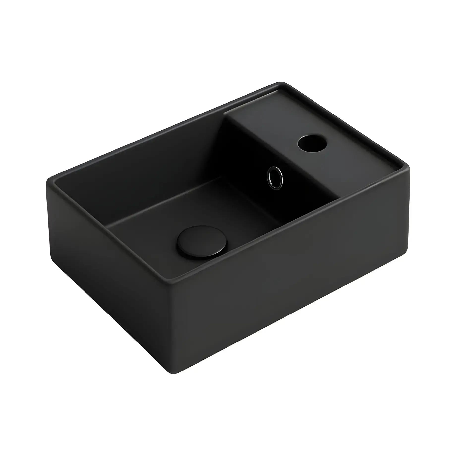 Умивальник Agile Simas AG40-65 Matt Black 40 х 27 см — вид на білому тлі