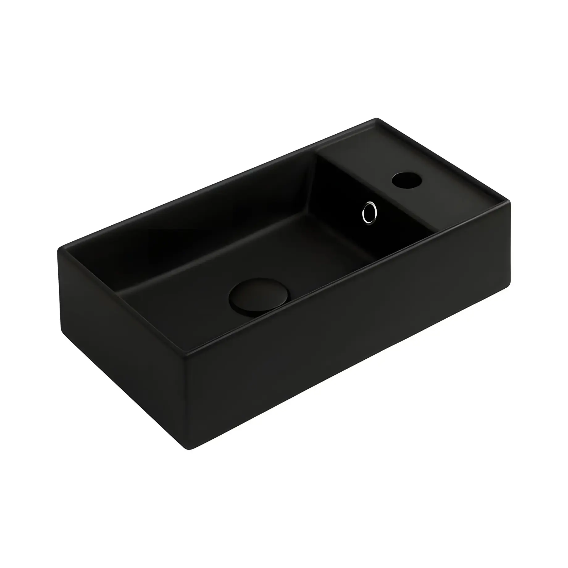Умивальник Agile Simas AG50-65 Matt Black 50 х 27 см — вид на білому тлі