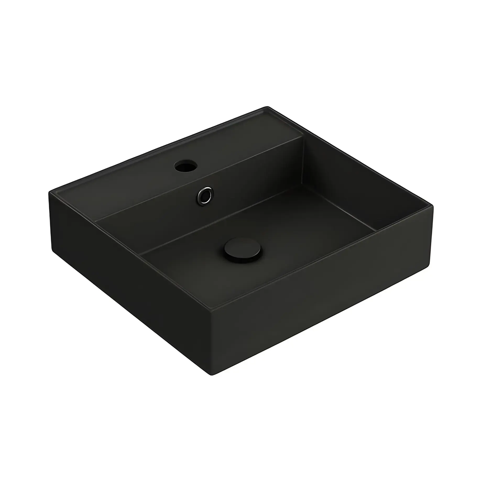Умивальник Agile Simas AG51-65 Matt Black 56 х 46 см — вид на білому тлі