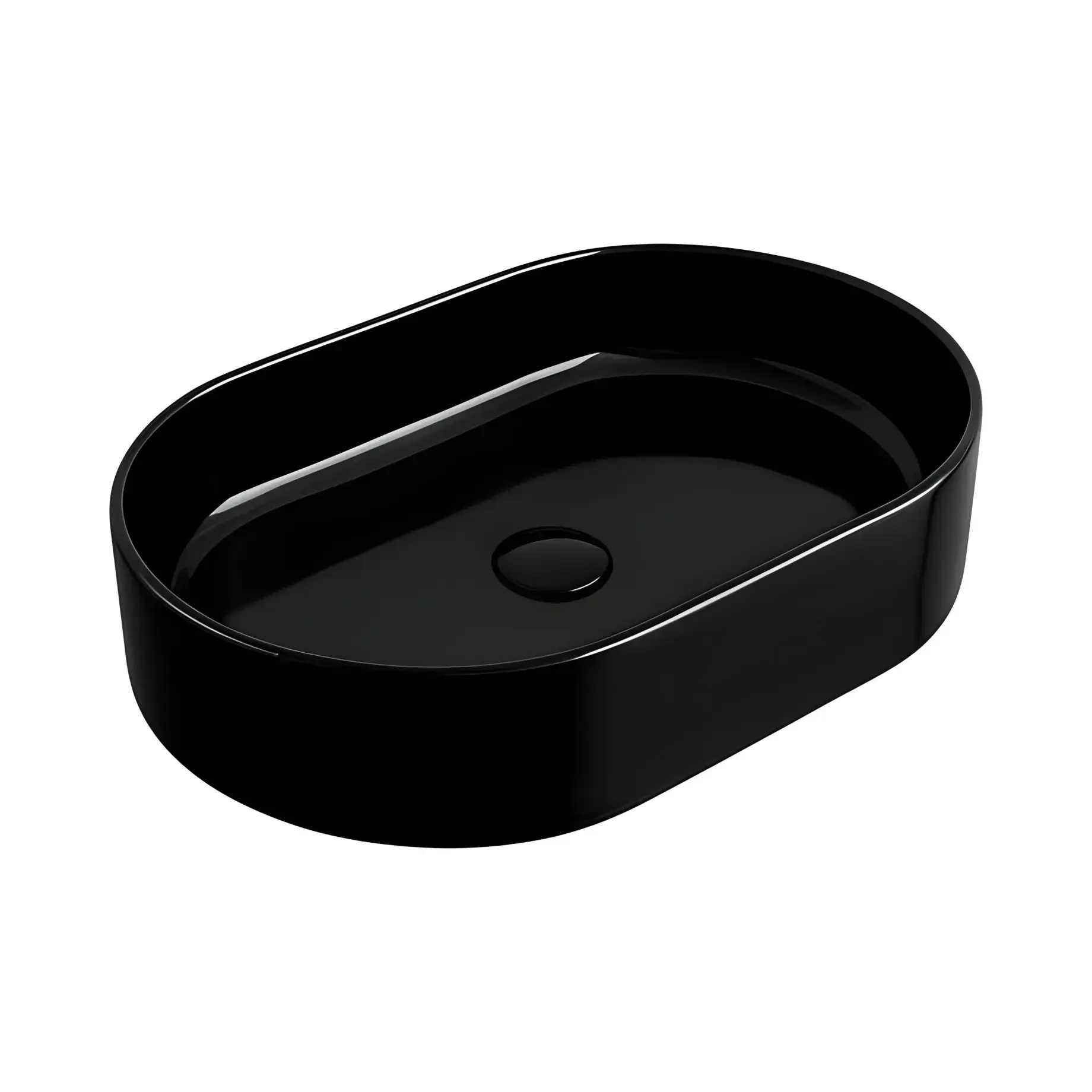 Умивальник Foriù Simas FO02-26 Glossy Black 60 х 40 см — вид на білому тлі