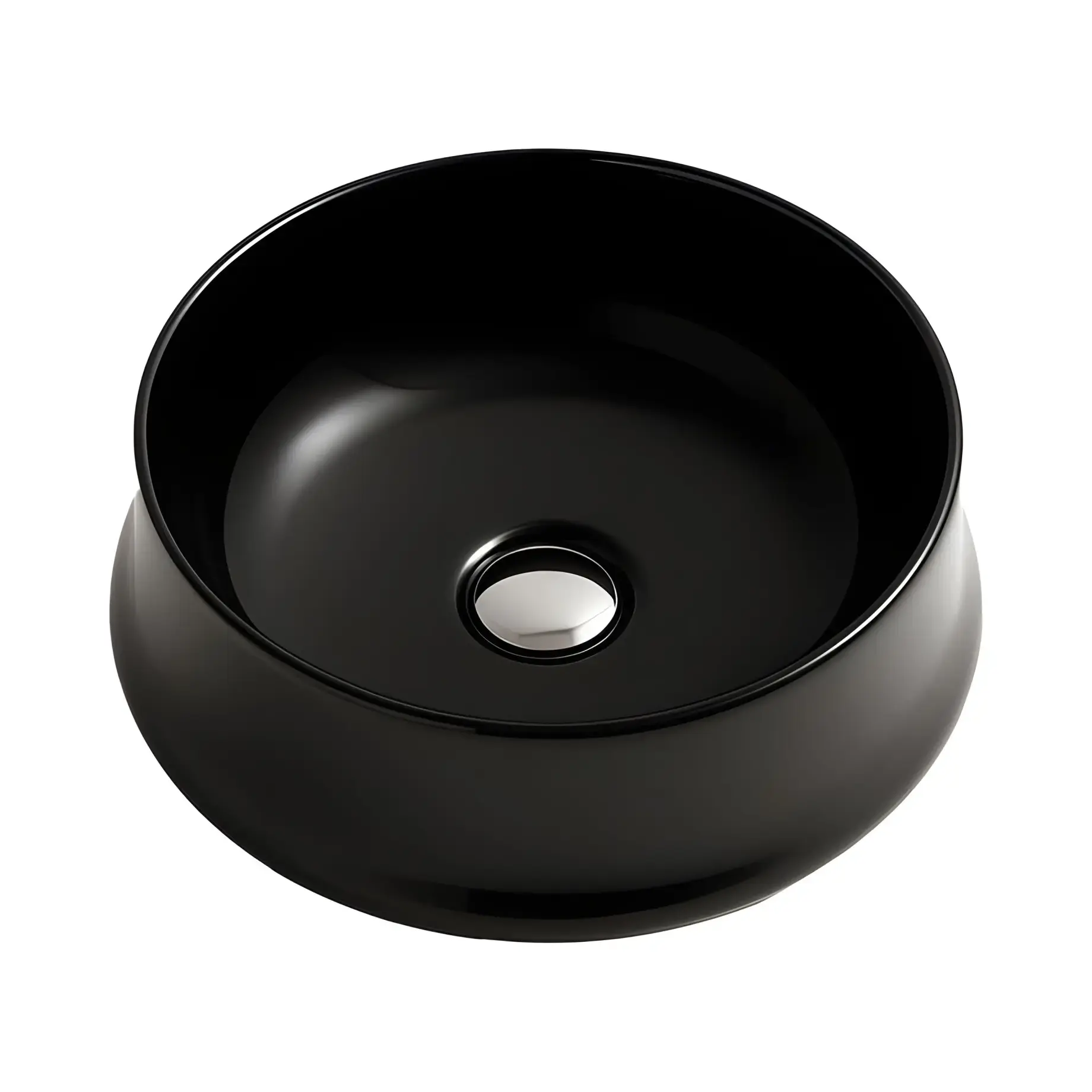 Умивальник Sharp Simas SH02-26 Glossy Black 42 х 42 см — вид на білому тлі