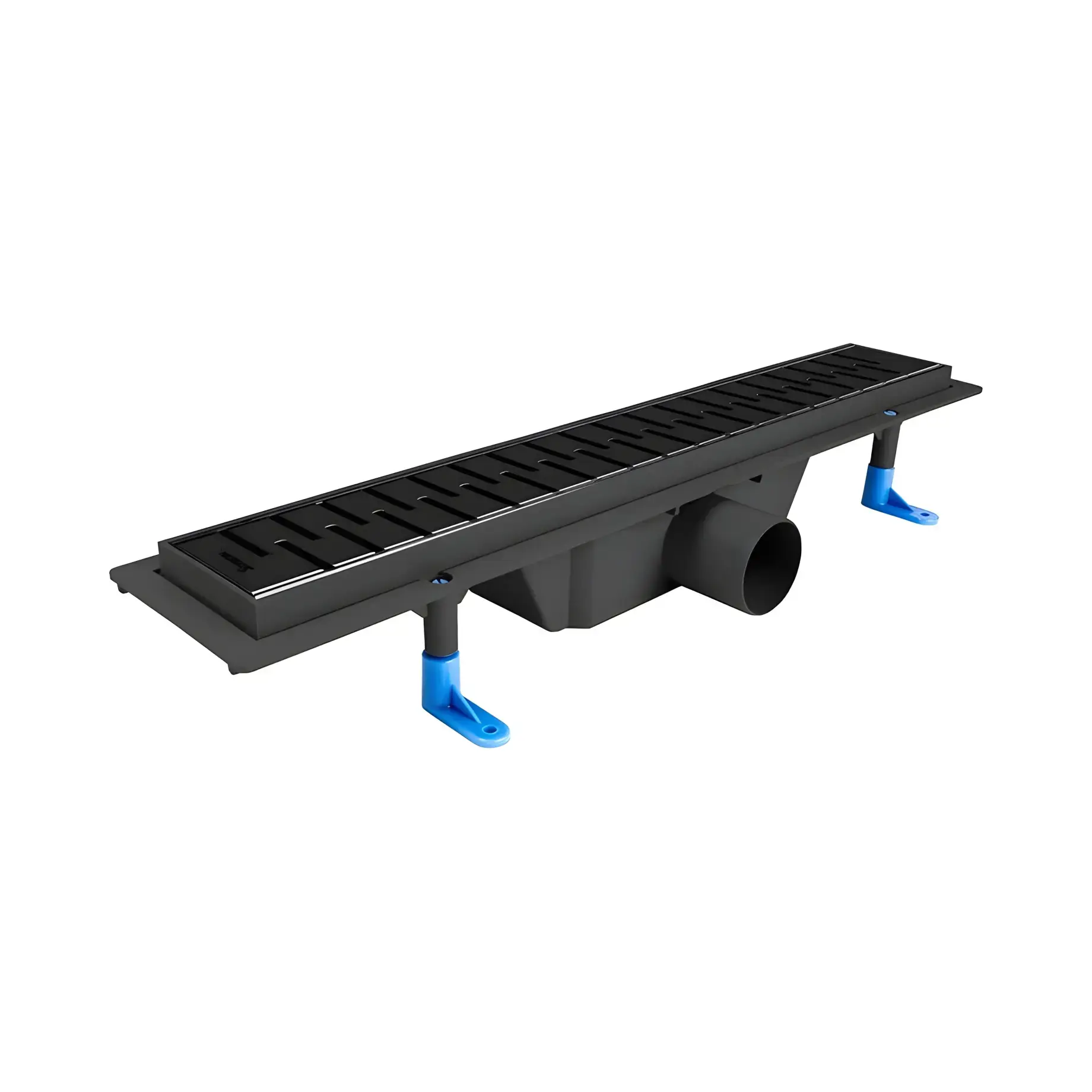 Комплект душовий канал 50 см з решіткою "Medium" Styron STY-M-50-FF Black 53.5 х 14.5 см — вид на білому тлі