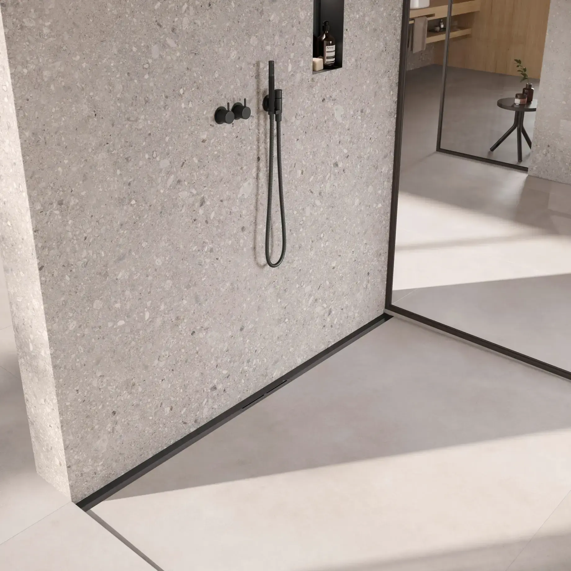 Комплект трап для душу 80 см  TECEdrainprofile TECE 670821 Matt Black 80 x 5.5 см — вид спереду