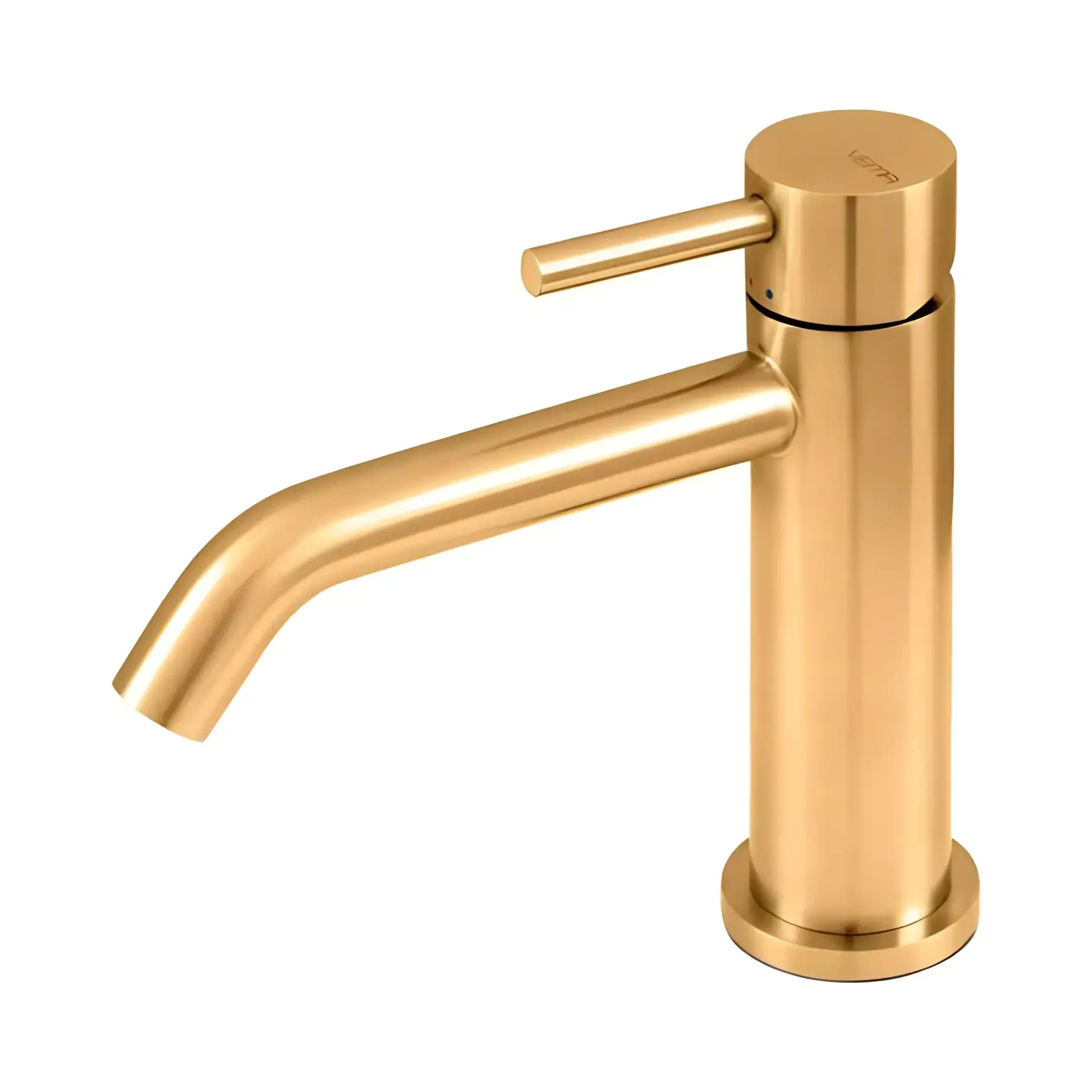 Змішувач для раковини на 1 отвiр, без донного клапану Vema V32011.AP.098 Brushed Gold — вид на білому тлі