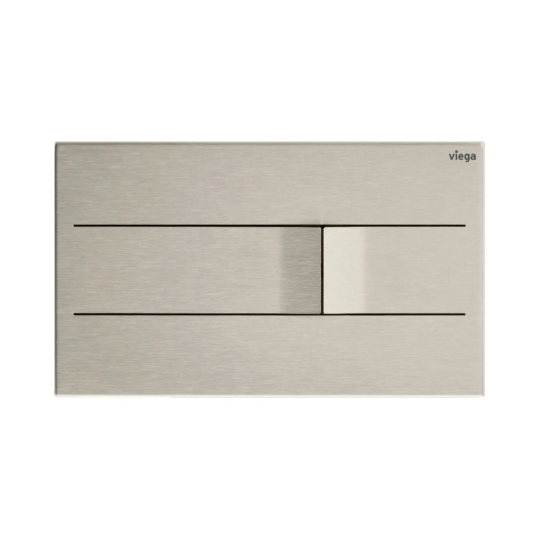 Електронна змивна клавіша Prevista Visign for More 201 Viega 773526 Brushed Stainless Steel 22 х 13 х 0.3 см — вид на білому тлі