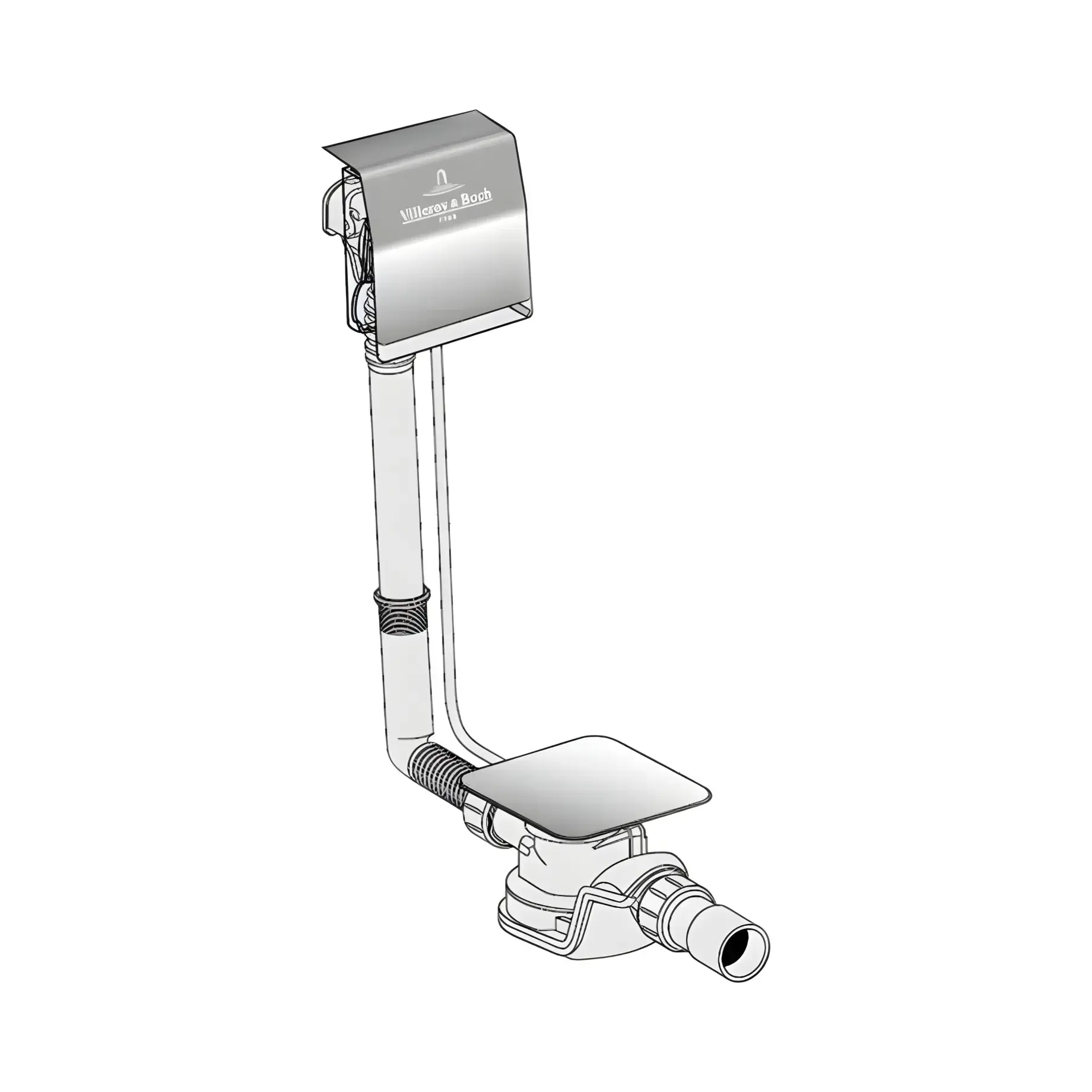 Комплект підключення води до зливу-переливу для ванни Squaro Edge 12 Villeroy & Boch UPCON0123-33 Black Matt — вид згори