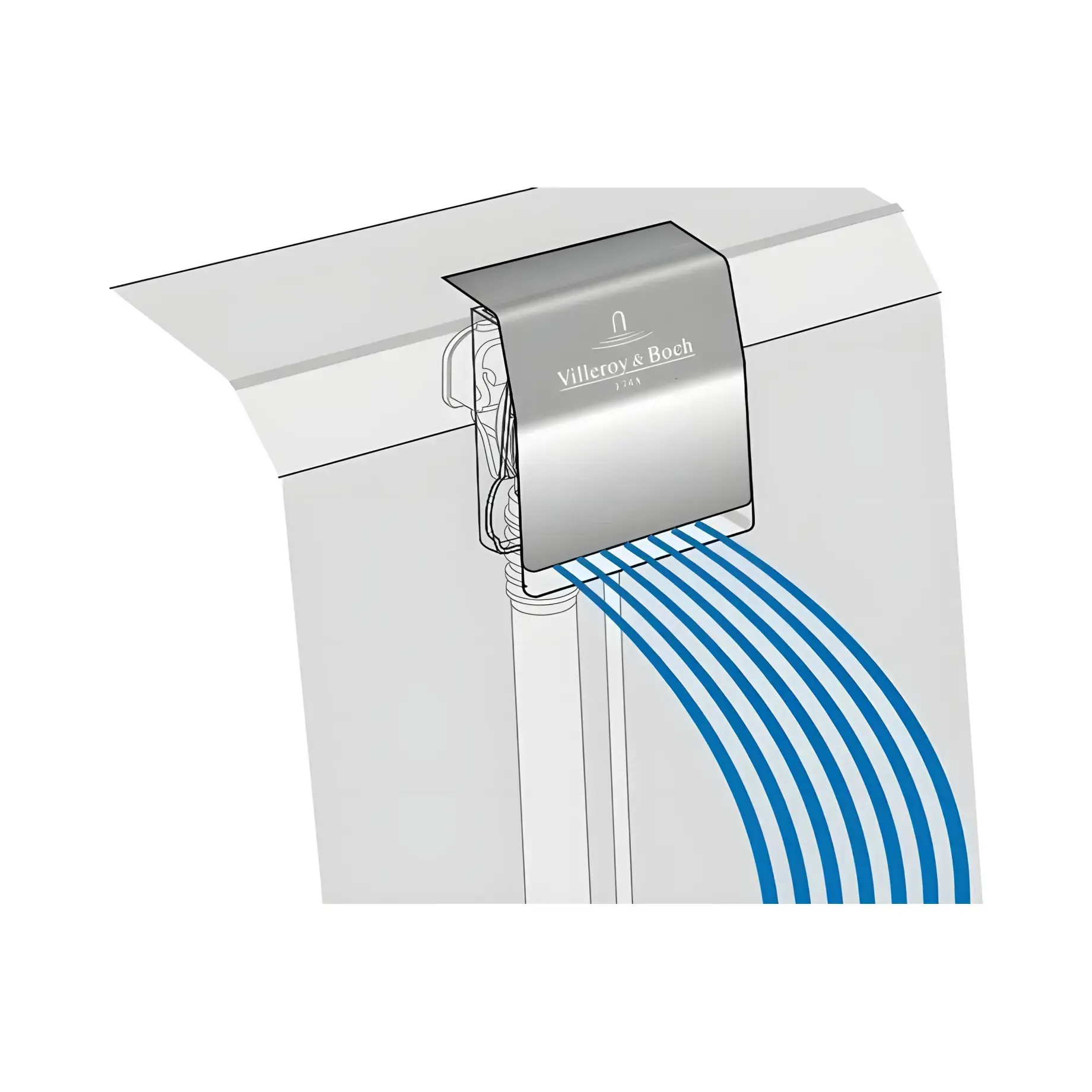 Комплект підключення води до зливу-переливу для ванни Squaro Edge 12 Villeroy & Boch UPCON0123-33 Black Matt — вид ззаду