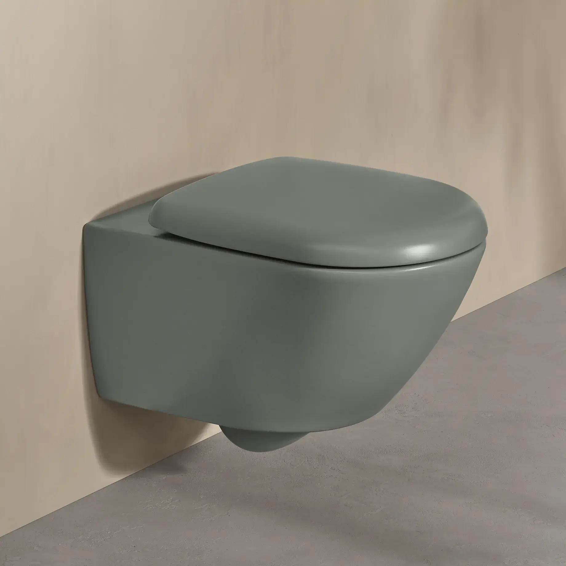 Унітаз Antao Villeroy & Boch 4674T0R8 Morning Green CeramicPlus — бічний ракурс
