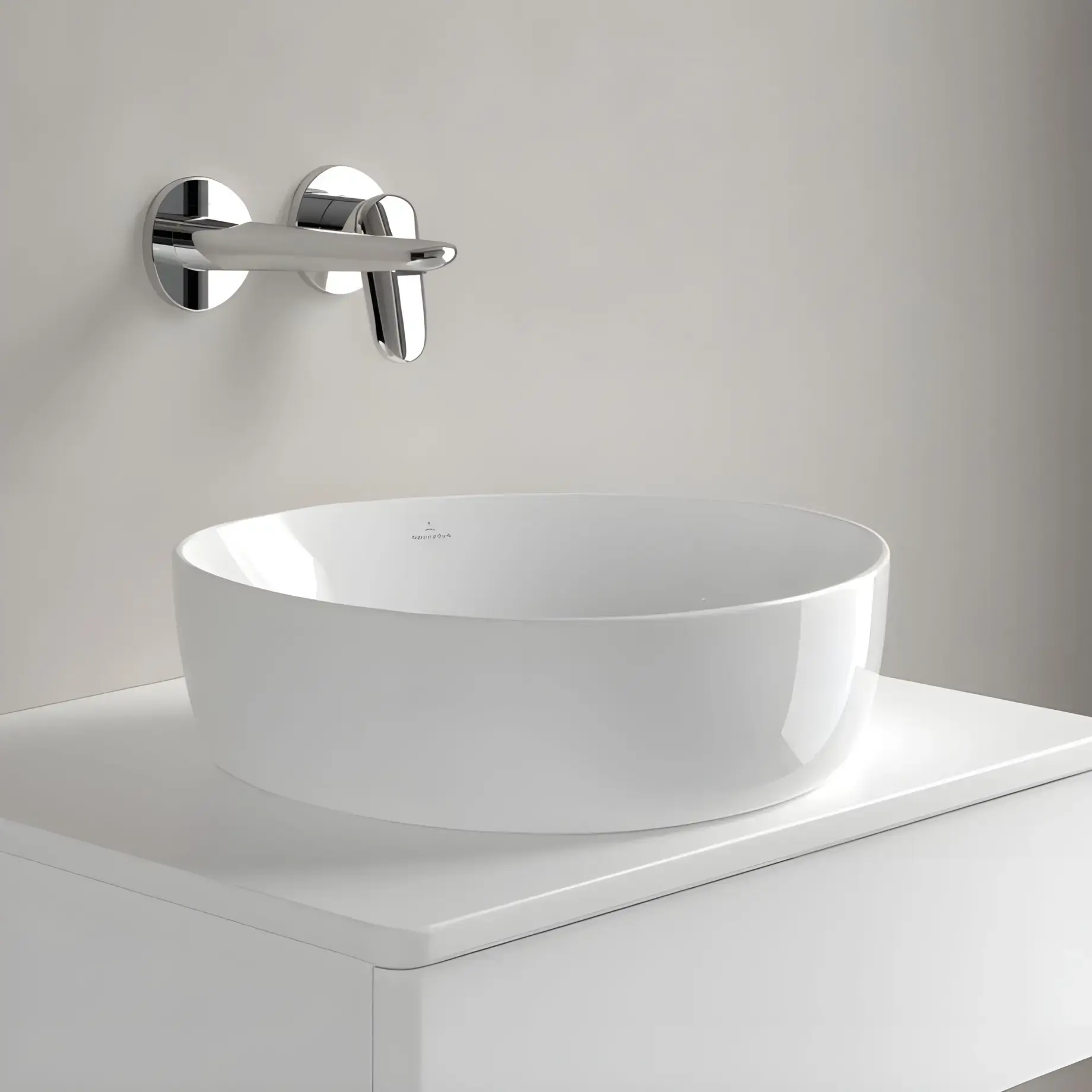 Умивальник Antao Villeroy & Boch 4A7240R1 Alpine White CeramicPlus — у встановленому вигляді