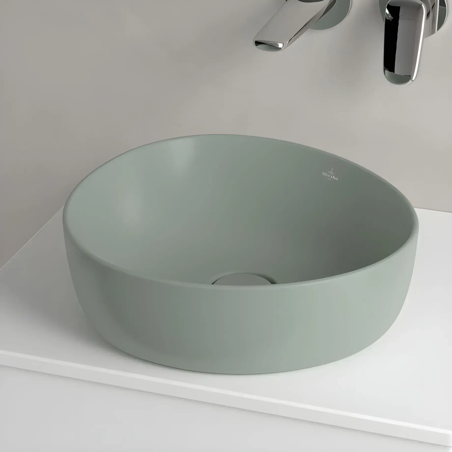 Умивальник Antao Villeroy & Boch 4A7240R8 Morning Green CeramicPlus — вид ззаду