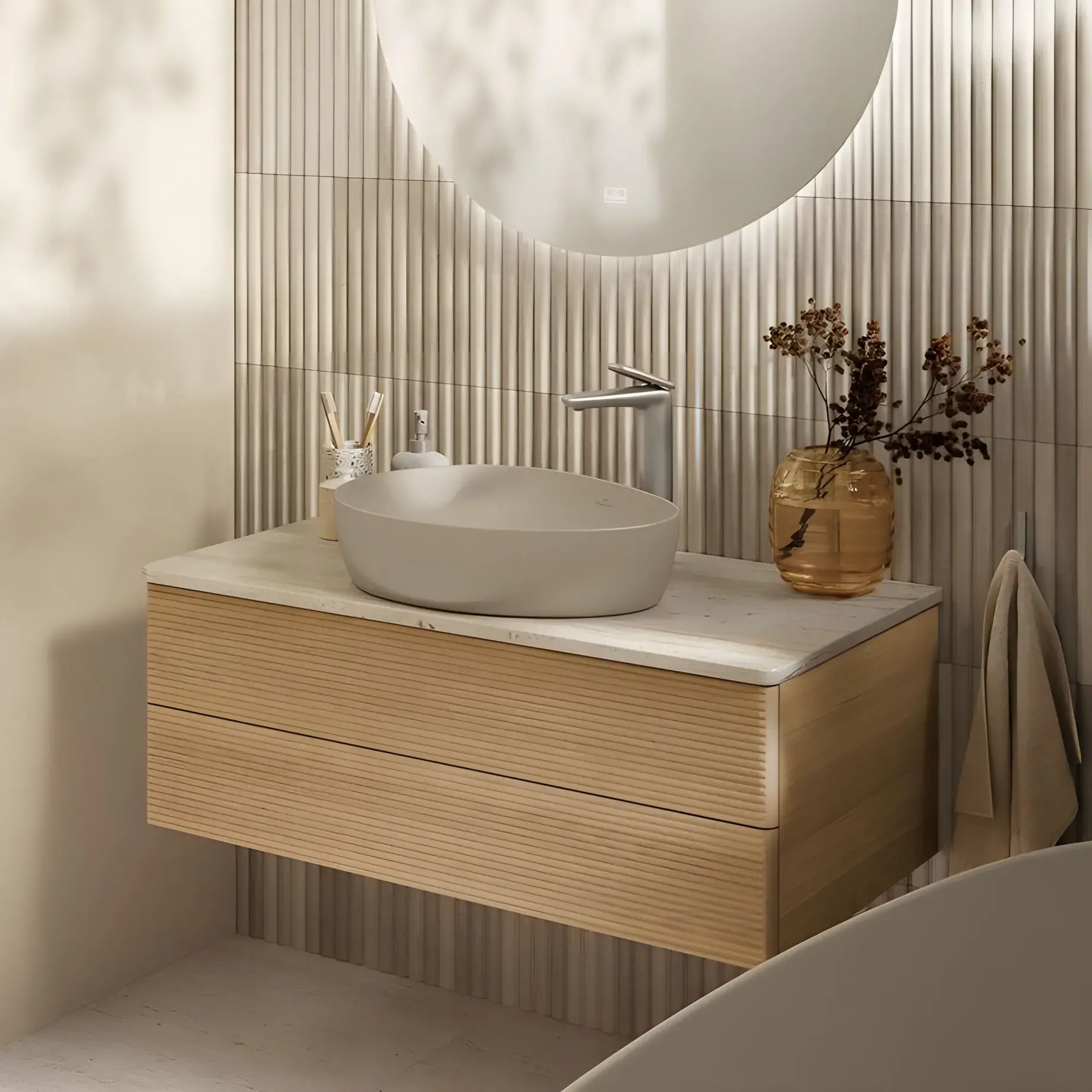 Умивальник Antao Villeroy & Boch 4A7351AM Almond CeramicPlus — вид спереду