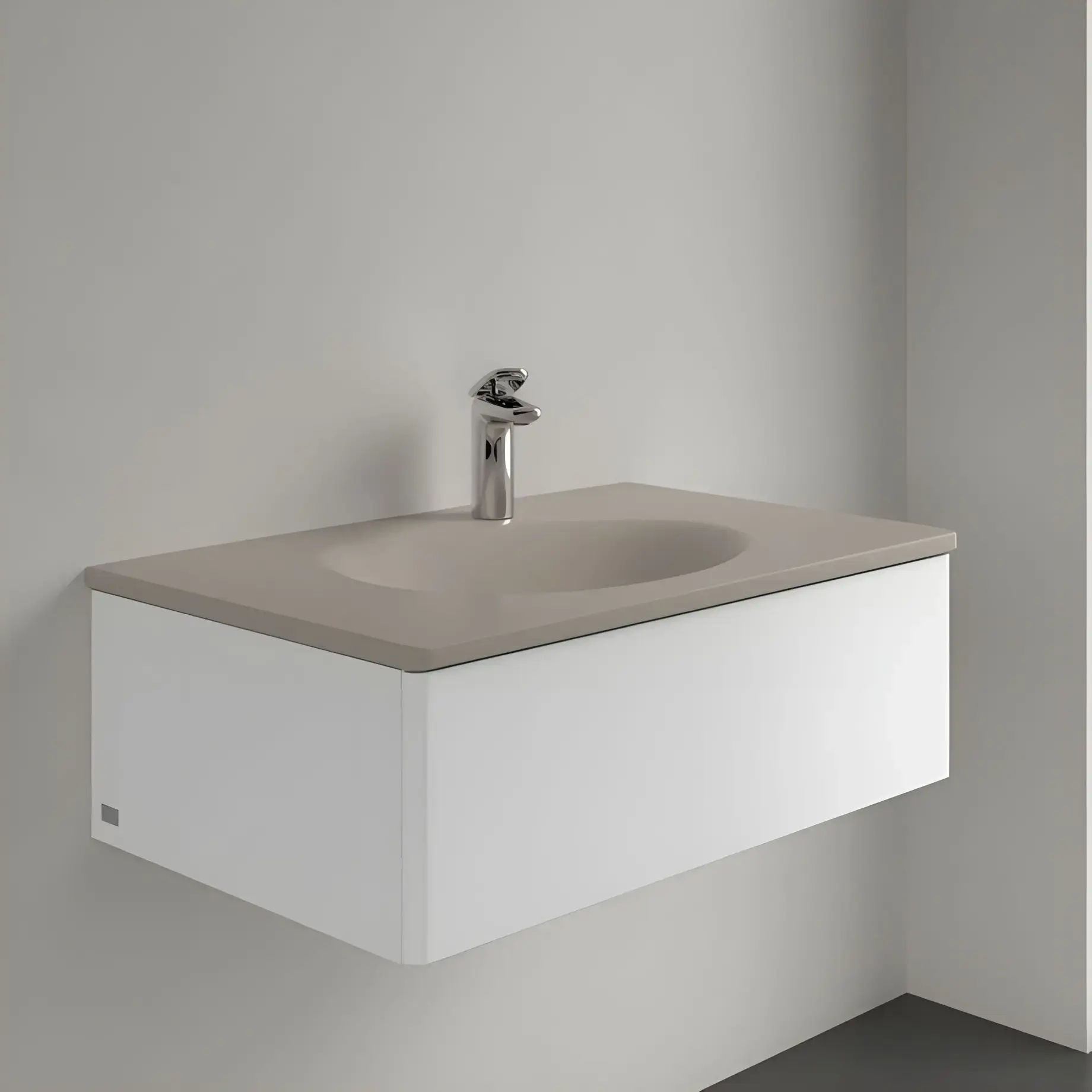 Умивальник Antao Villeroy & Boch 4A7581AM Almond CeramicPlus — бічний ракурс