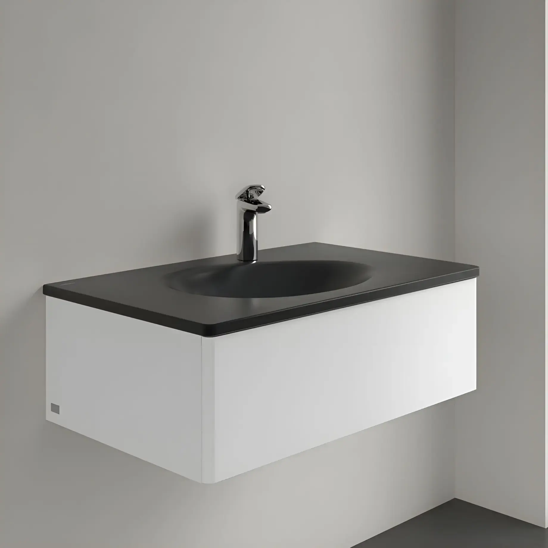 Умивальник Antao Villeroy & Boch 4A7581R7 Pure Black CeramicPlus — бічний ракурс