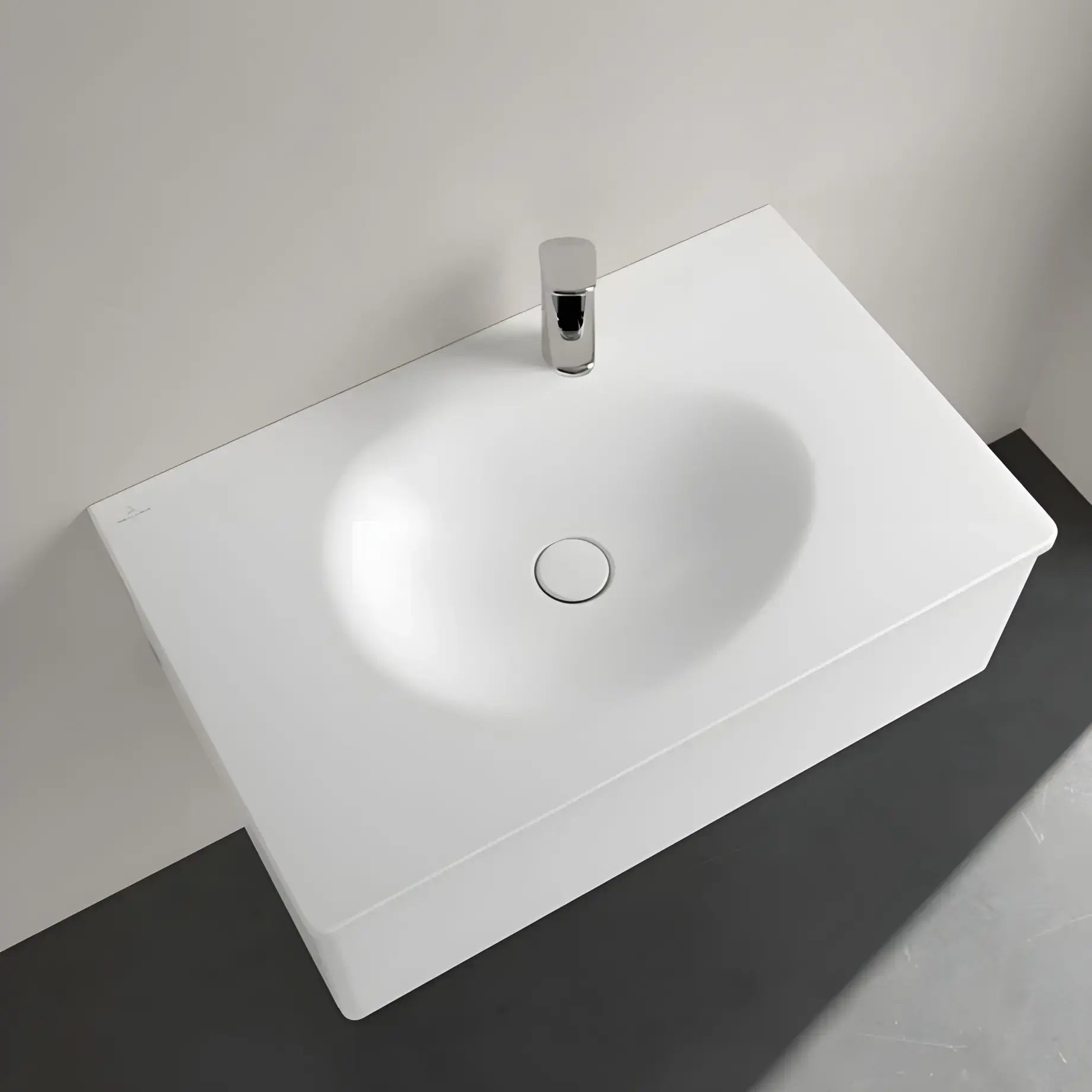 Умивальник Antao Villeroy & Boch 4A7581RW Stone White CeramicPlus — вид ззаду