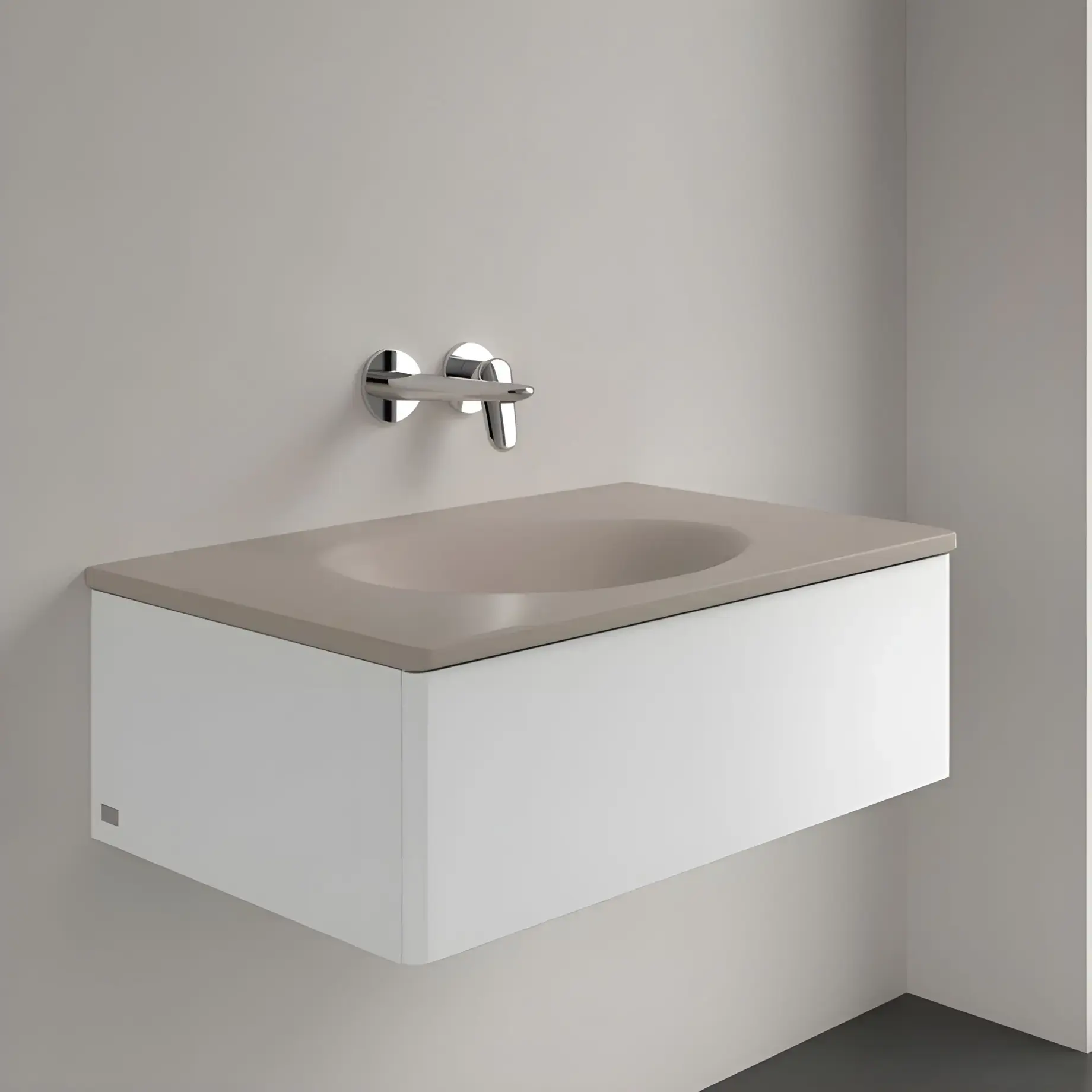 Умивальник Antao Villeroy & Boch 4A7583AM Almond CeramicPlus — бічний ракурс
