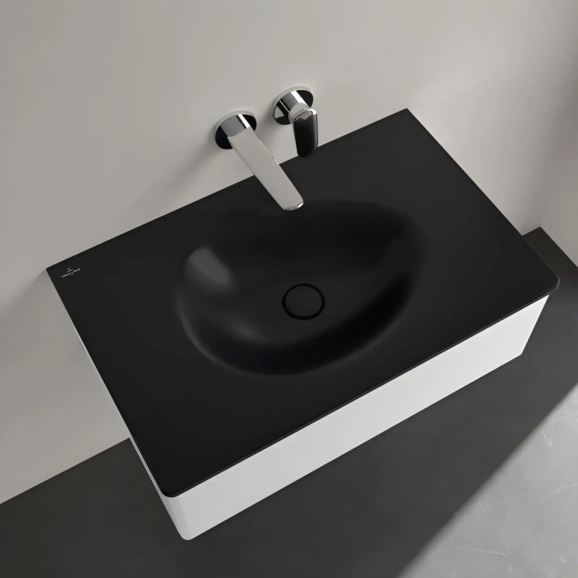 Умивальник Antao Villeroy & Boch 4A7583R7 Pure Black CeramicPlus — вид спереду