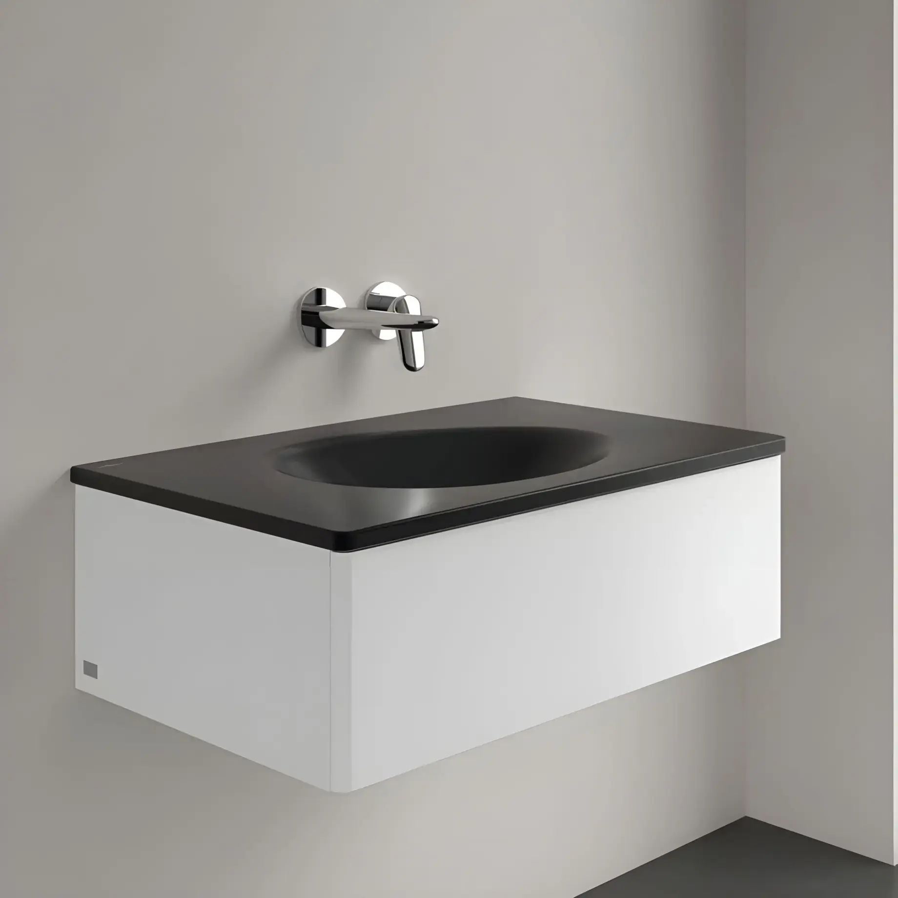 Умивальник Antao Villeroy & Boch 4A7583R7 Pure Black CeramicPlus — бічний ракурс