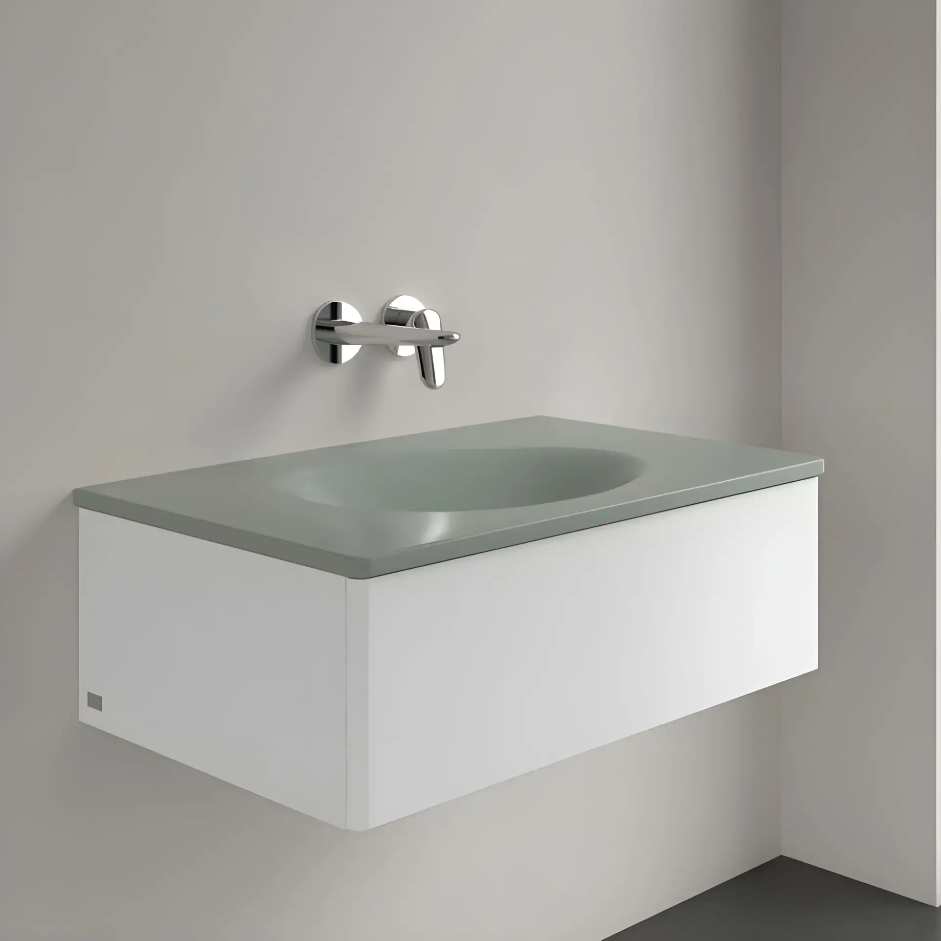 Умивальник Antao Villeroy & Boch 4A7583R8 Morning Green CeramicPlus — бічний ракурс