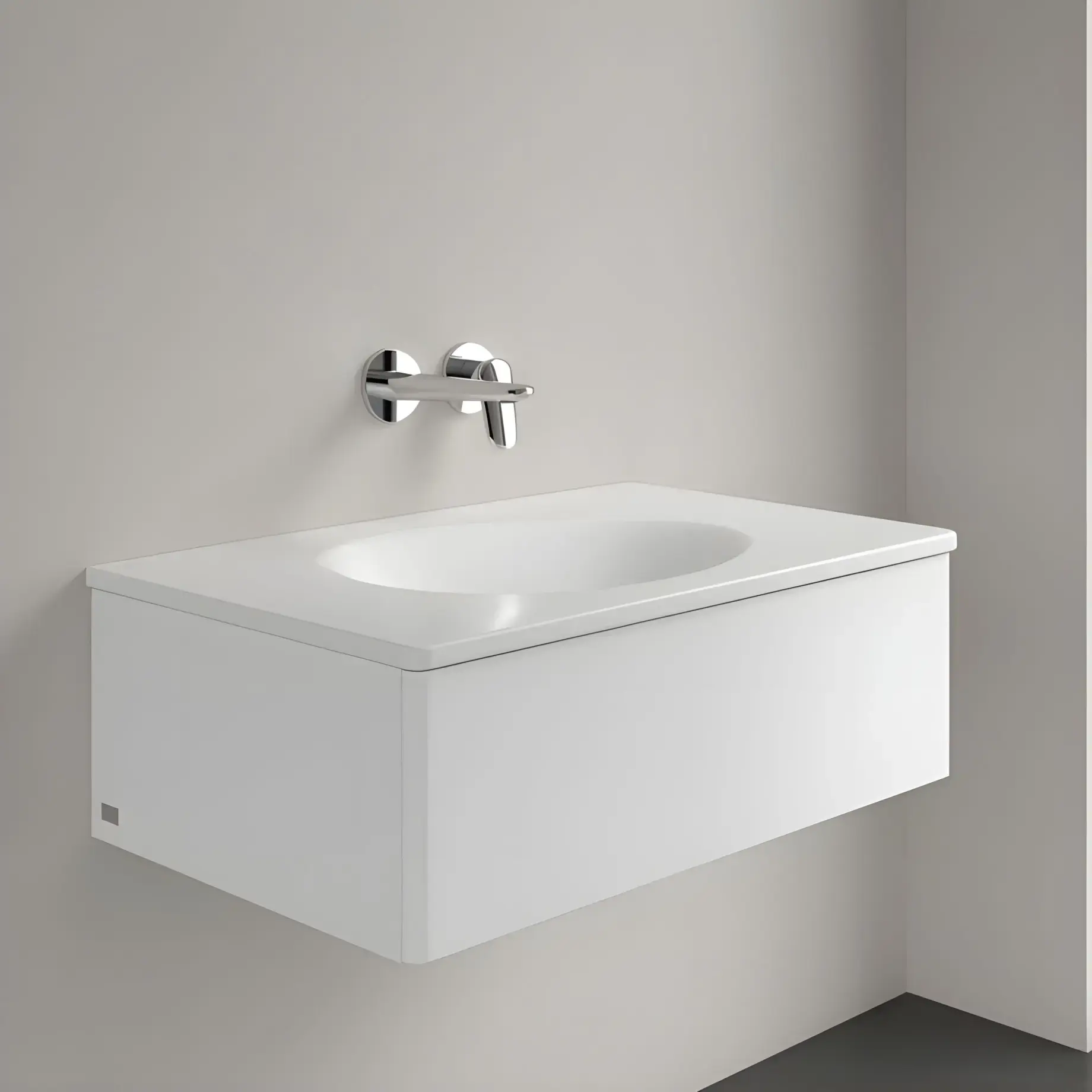 Умивальник Antao Villeroy & Boch 4A7583RW Stone White CeramicPlus — бічний ракурс