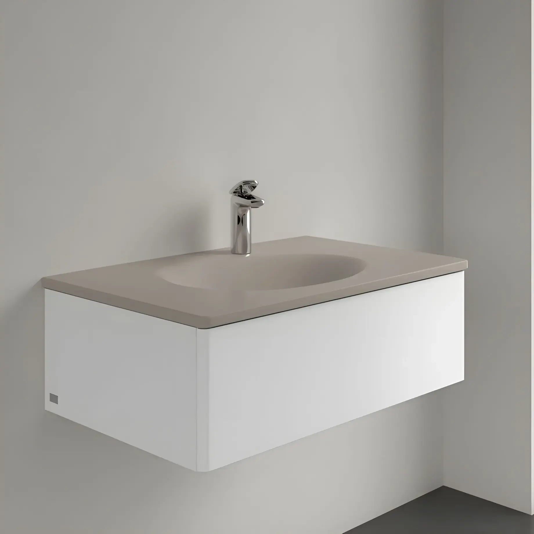 Умивальник Antao Villeroy & Boch 4A7584AM Almond CeramicPlus — бічний ракурс