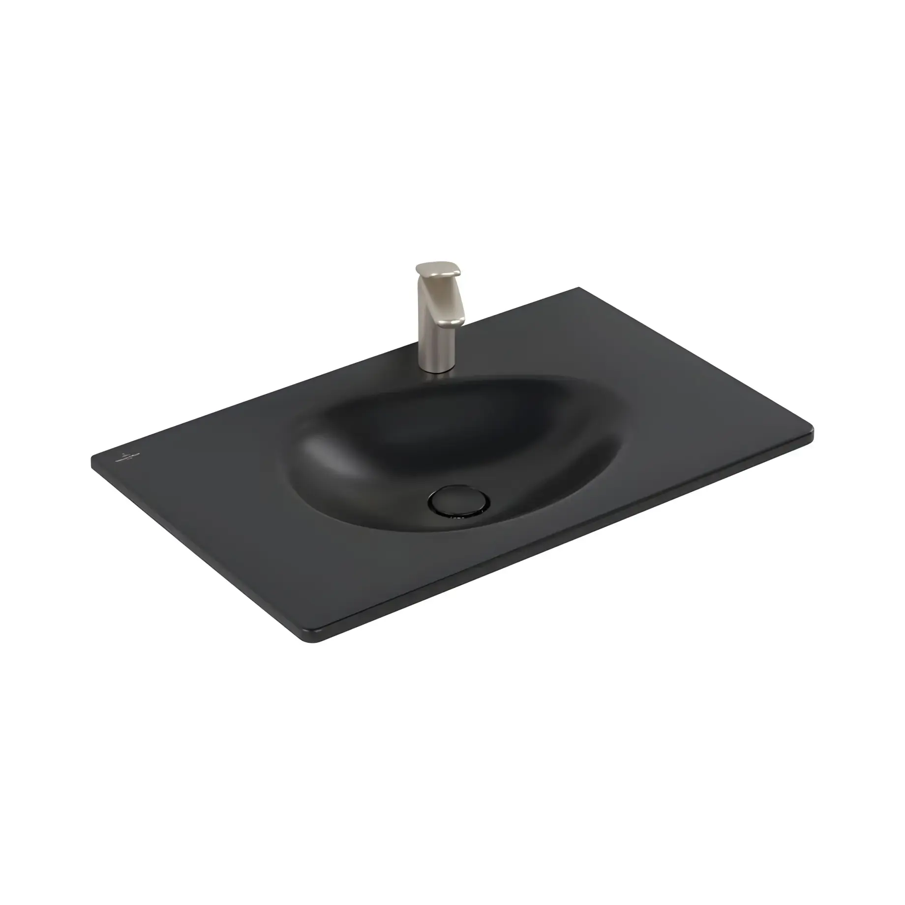 Умивальник Antao Villeroy & Boch 4A7584R7 Pure Black CeramicPlus 80 х 50 см — вид на білому тлі