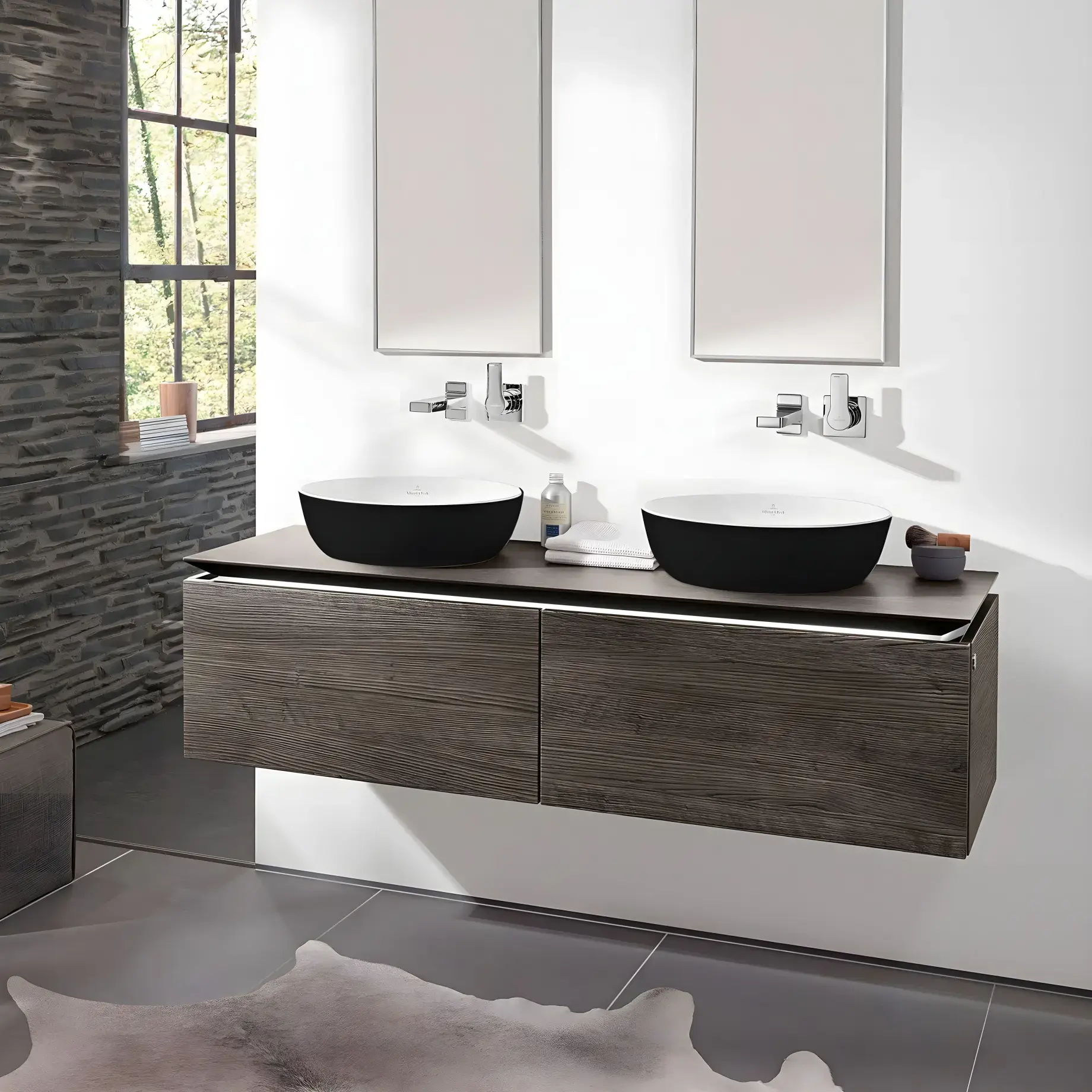 Умивальник Artis Villeroy & Boch 417943BCT8 Coal Black — бічний ракурс