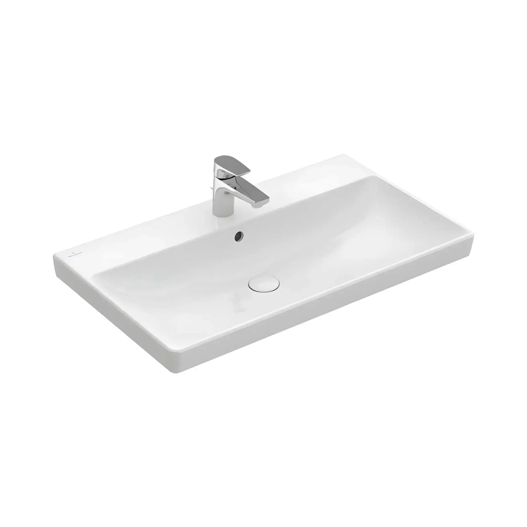 Умивальник Avento Villeroy & Boch 415680R1 Alpine White CeramicPlus 80 х 47 см — вид на білому тлі