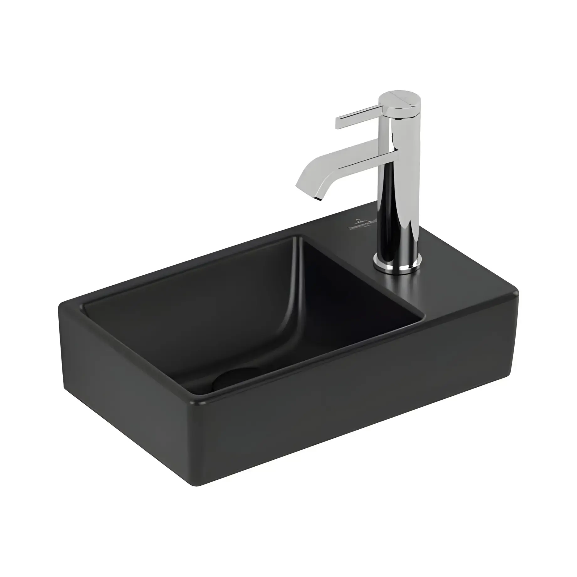 Умивальник Avento Villeroy & Boch 43003LR7 Pure Black CeramicPlus 36 х 22 см — вид на білому тлі