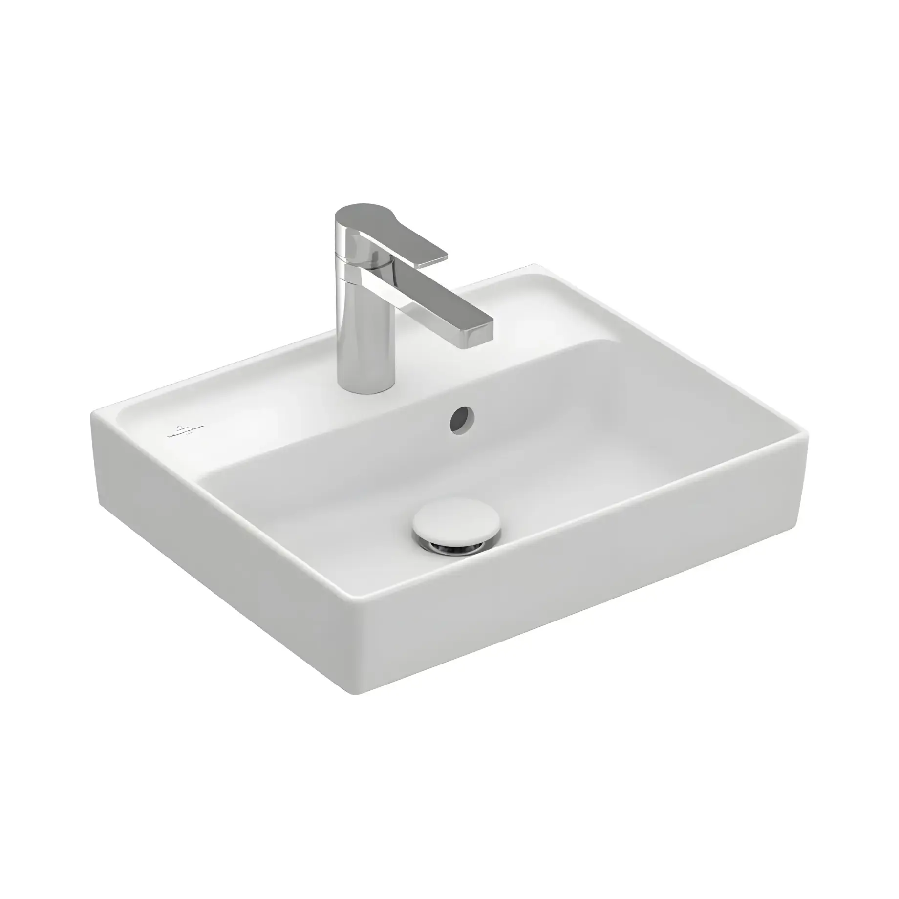 Умивальник Collaro Villeroy & Boch 433445RW Stone White CeramicPlus 45 x 37 см — вид на білому тлі