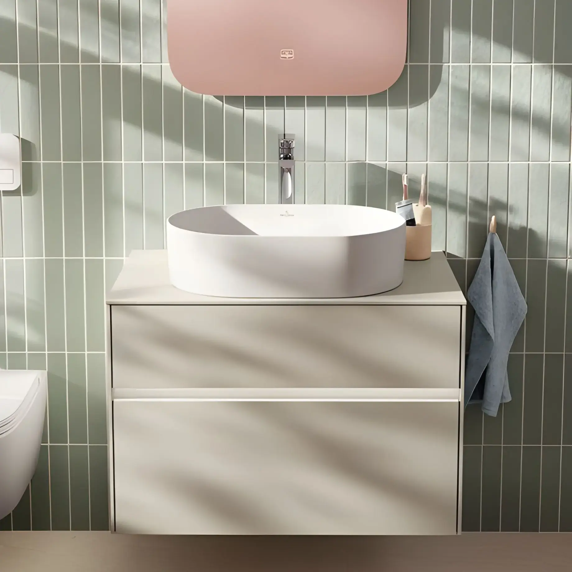 Умивальник Collaro Villeroy & Boch 4A1956RW Stone White CeramicPlus — вид спереду