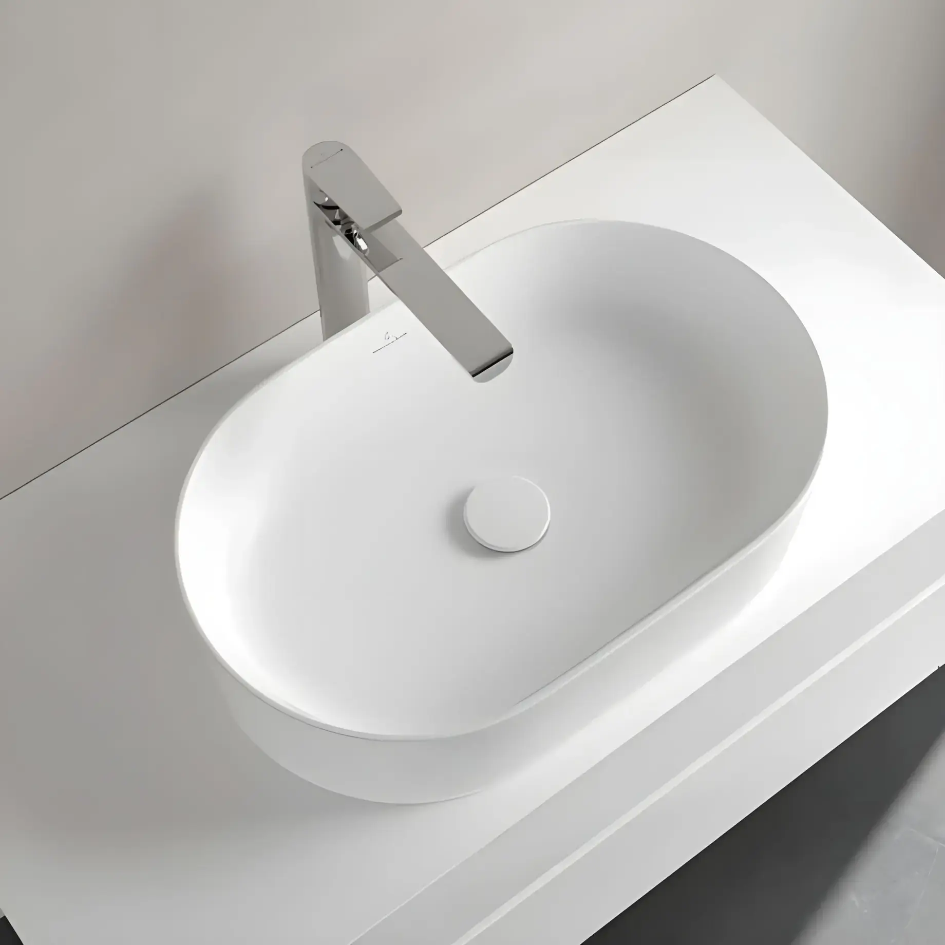 Умивальник Collaro Villeroy & Boch 4A1956RW Stone White CeramicPlus — вид згори