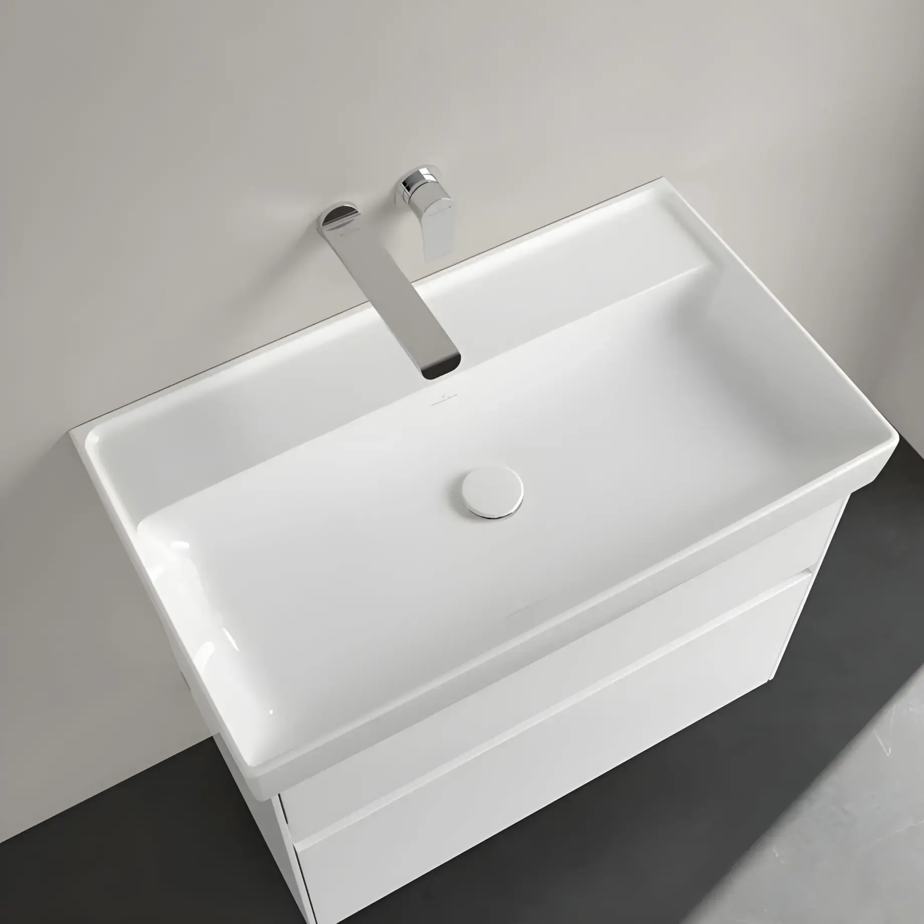 Умивальник Collaro Villeroy & Boch 4A3383R1 Alpine White CeramicPlus — бічний ракурс