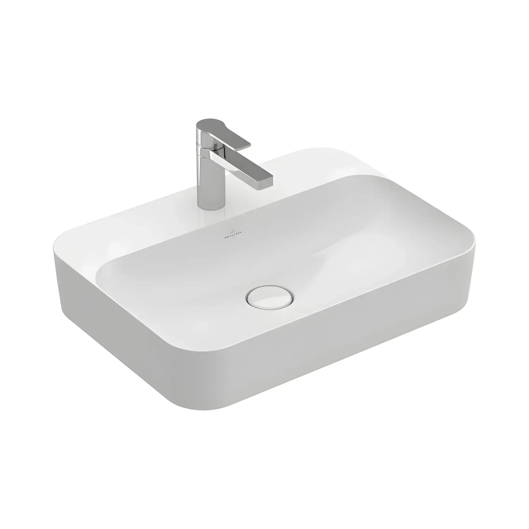 Умивальник Finion Villeroy & Boch 414261R1 Alpine White CeramicPlus 60 х 44.5 см — вид на білому тлі