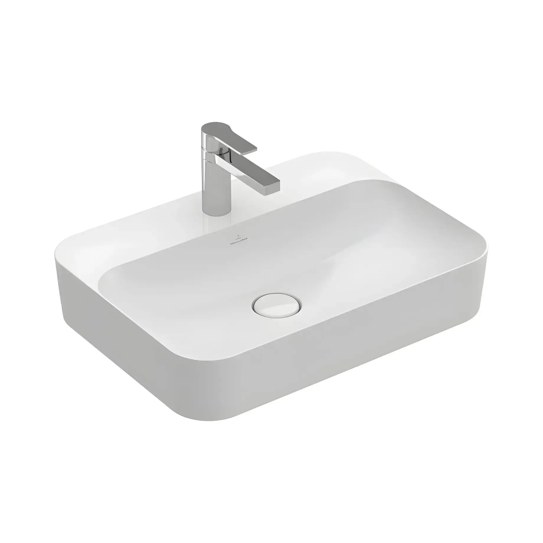 Умивальник Finion Villeroy & Boch 414264R1 Alpine White CeramicPlus 60 х 44.5 см — вид на білому тлі