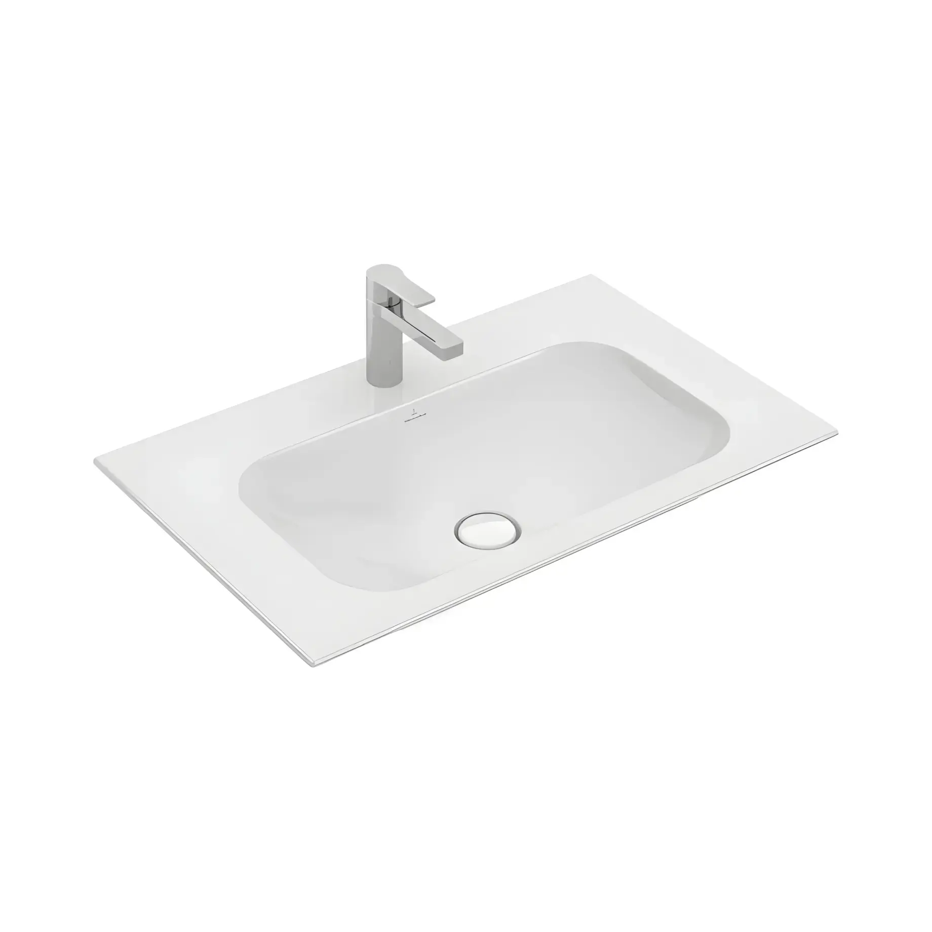 Умивальник Finion Villeroy & Boch 416481R1 Alpine White CeramicPlus 80 х 50 см — вид на білому тлі